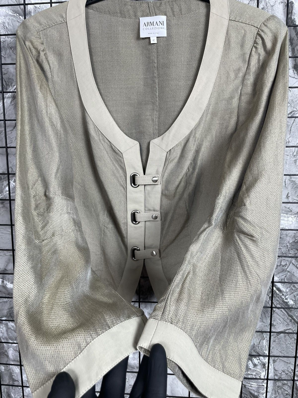 Armani Collezioni Armani Rare Y2K Silk Cropped Jacket Archive Japanese Style Size M / US 6-8 / IT 42-44 - 11 Thumbnail