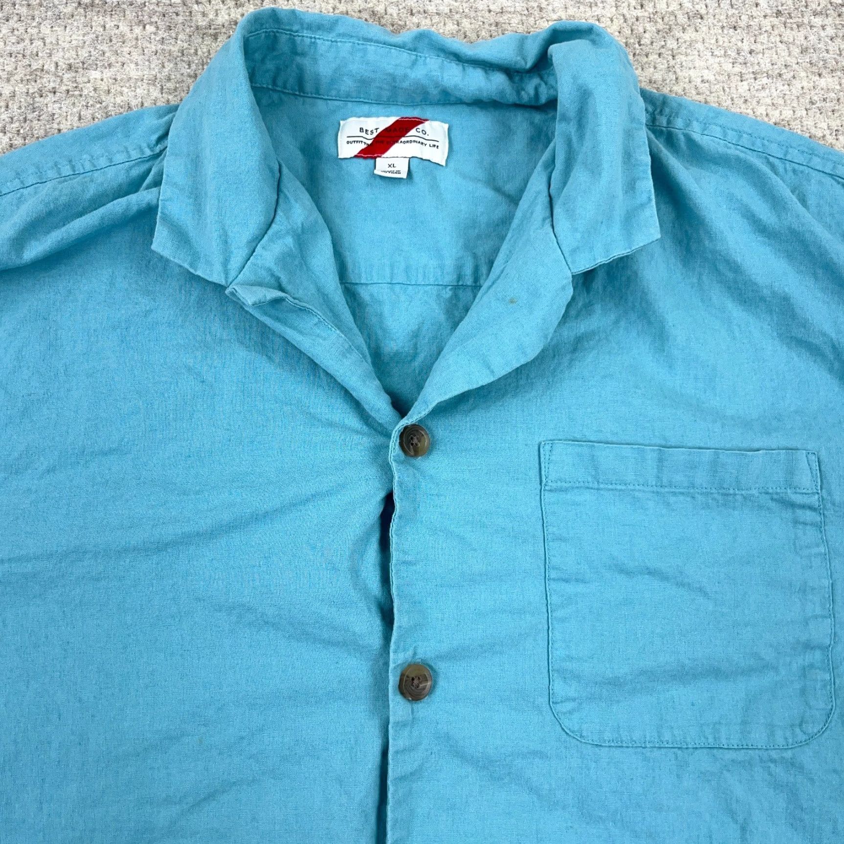 CO Best Made Co Shirt Men XL Blue Button Up Linen Blend Pocket Casual Fashion Shirt Mens XL Blue Button-Up Linen Blend Size 46R - 4 Thumbnail