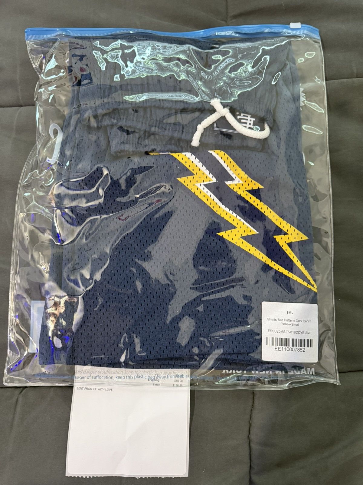 Eric Emanuel EE Basic Short - BOLTS (Navy/Yellow & white) SS25 Size US 28 / EU 44 - 2 Thumbnail