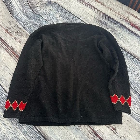 Other Vintage Christopher & Banks Black Cardigan with Red and Gree Size M / US 6-8 / IT 42-44 - 4 Thumbnail