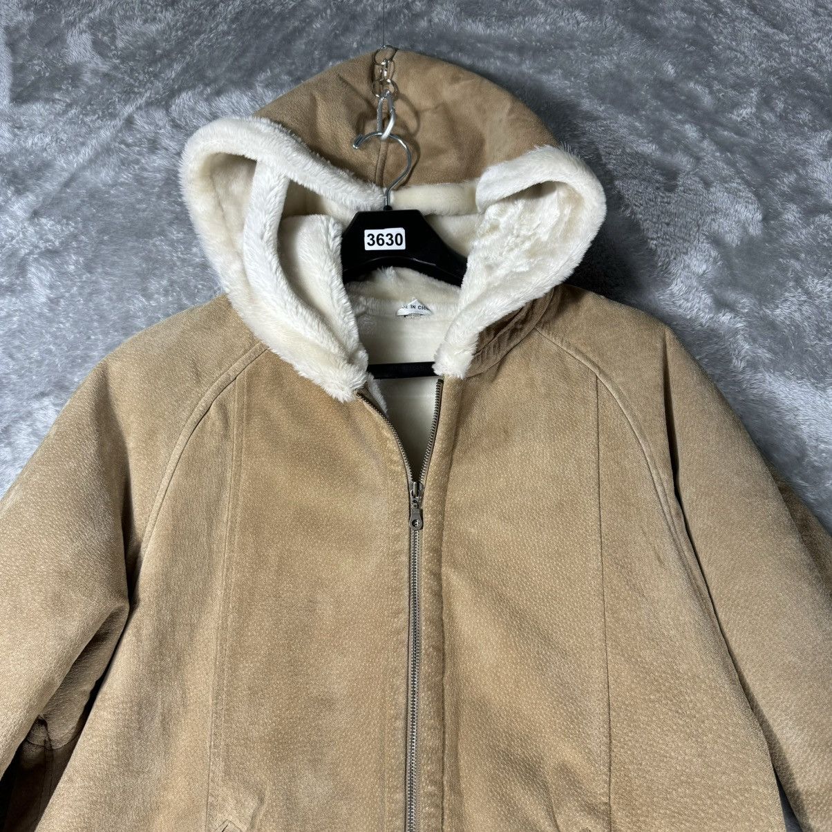 Genuine Leather Vtg 90s Brown Suede Hooded Jacket Size US M / EU 48-50 / 2 - 2 Thumbnail
