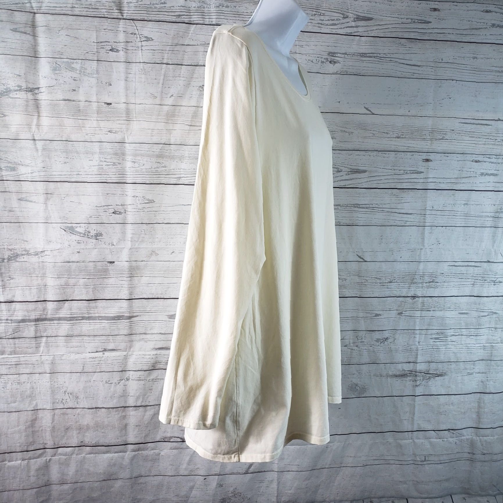 J. Jill PureJill Womens Tee Sz XL Ivory Long Sleeve Stretch Cotton Size XL / US 12-14 / IT 48-50 - 3 Thumbnail