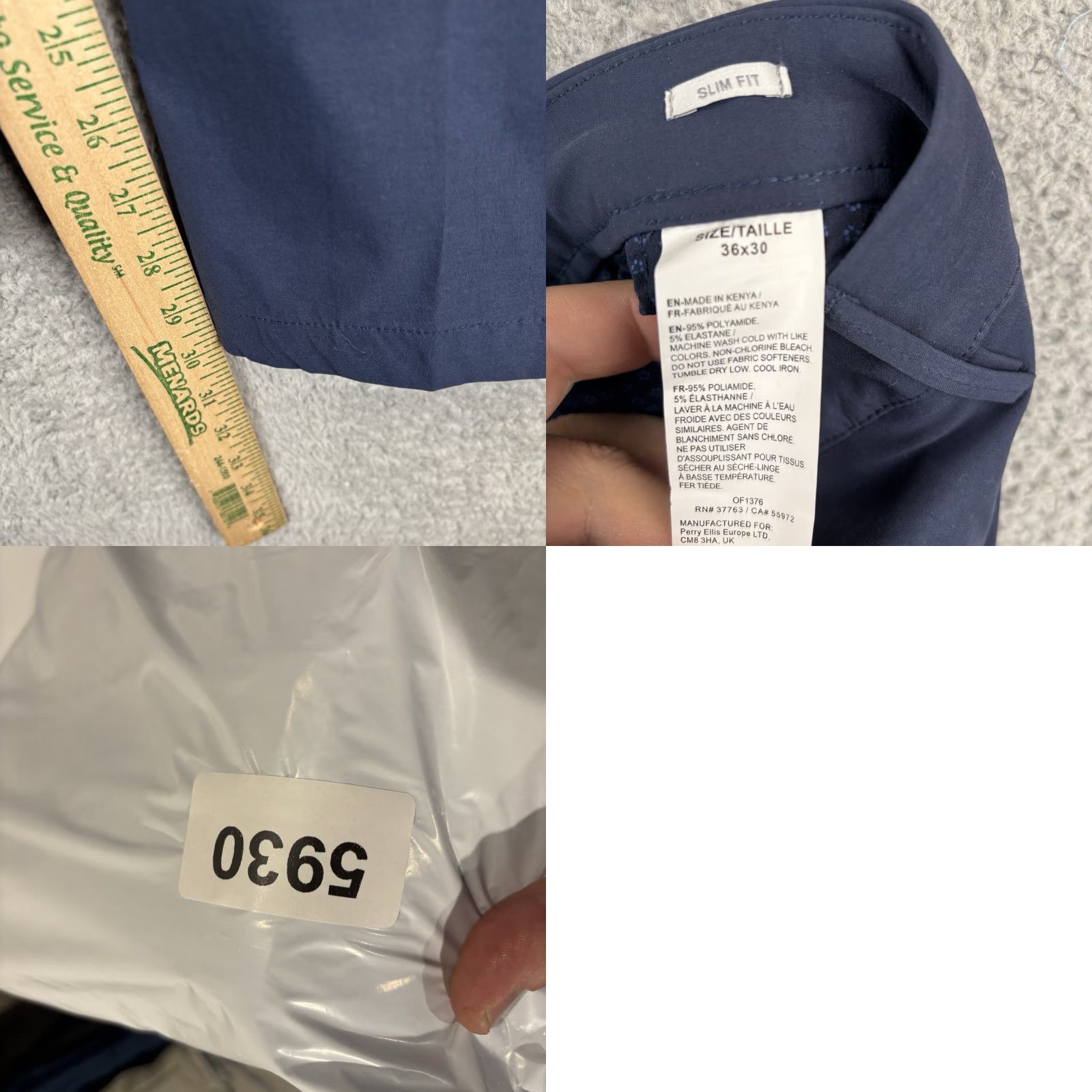 Perry Ellis Perry Ellis Dress Pants Mens 36x30 Navy Slim-Fit Stretch TechWorks Straight Leg Dress Pants Mens Slim-Fit Navy 36x30 Size US 36 / EU 52 - 8 Thumbnail