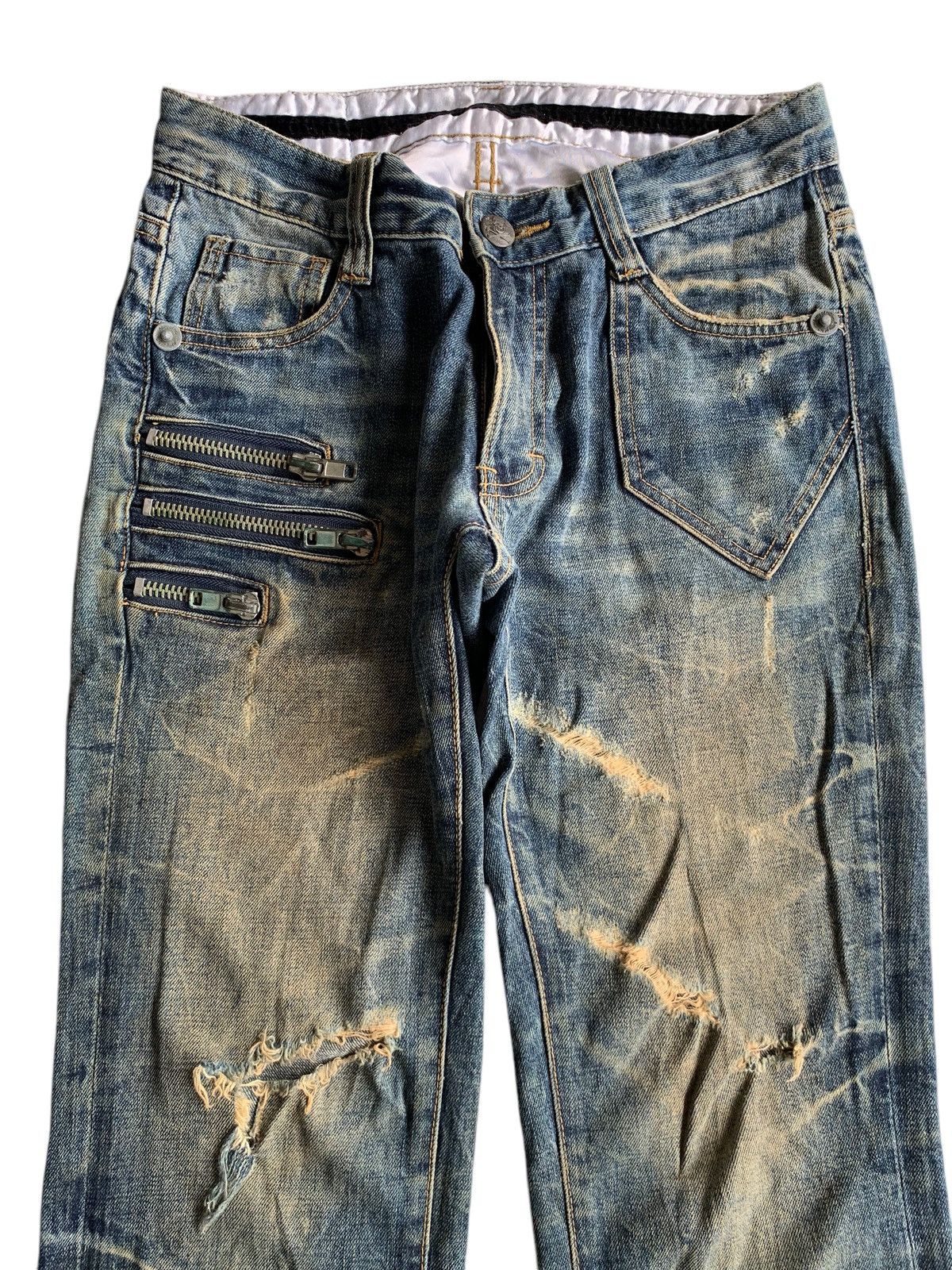 Tornado Mart Army Of No! Skull Punk Style Japanese Distressed Denim🎌☠️ Size US 29 - 6 Thumbnail
