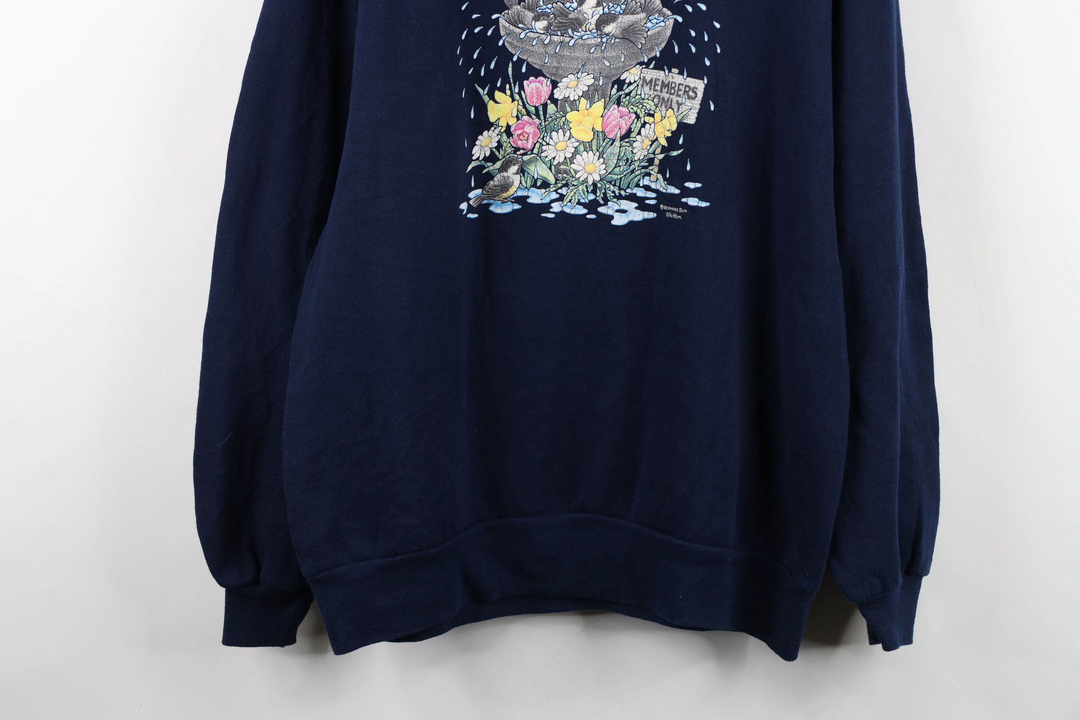Vintage Vintage 90s Streetwear Bird Flower Sweatshirt Blue USA Size L / US 10 / IT 46 - 3 Thumbnail