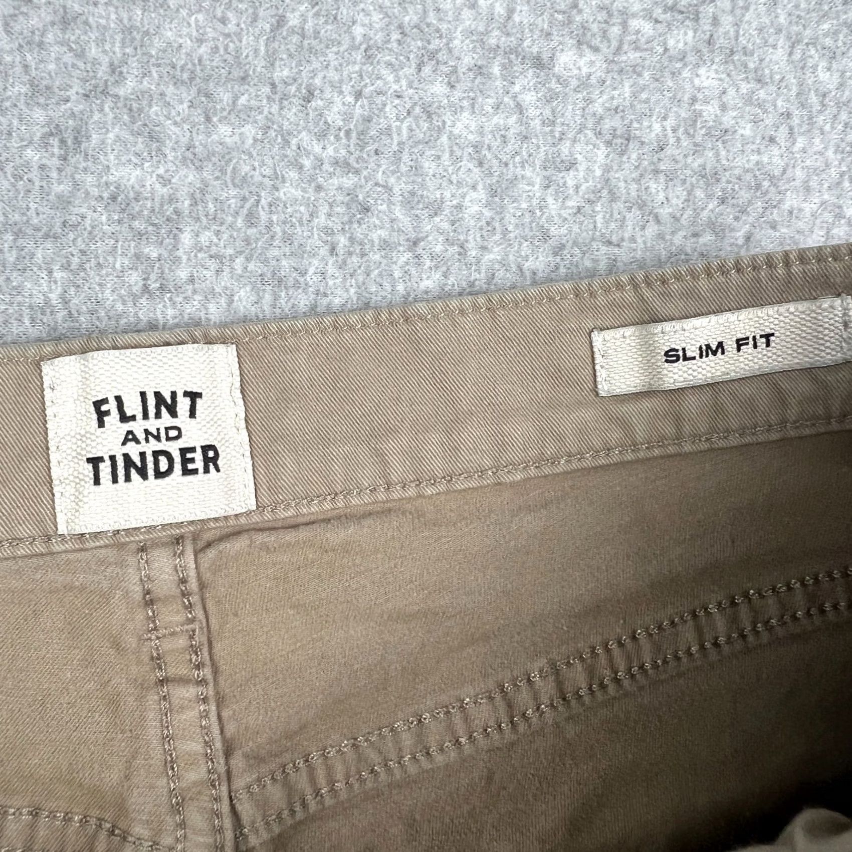 Flint And Tinder Flint & Tinder 365 Pants Slim Fit Chino Mens 32x30 Beige Stretch Size US 32 / EU 48 - 3 Thumbnail