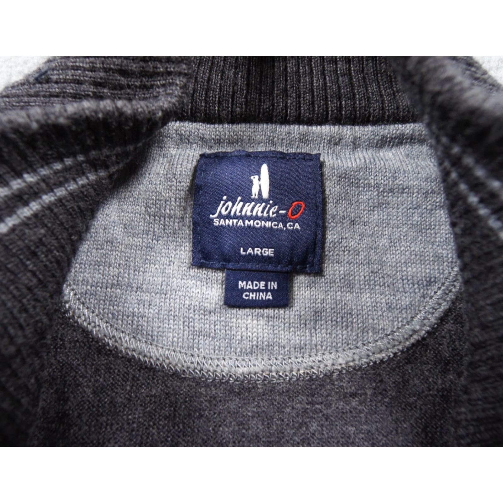 johnnie-O Johnnie O Sweater Mens Large Navy 1/4 Zip Pullover Knit Merino Wool Preppy FLAW* Size US L / EU 52-54 / 3 - 7 Thumbnail