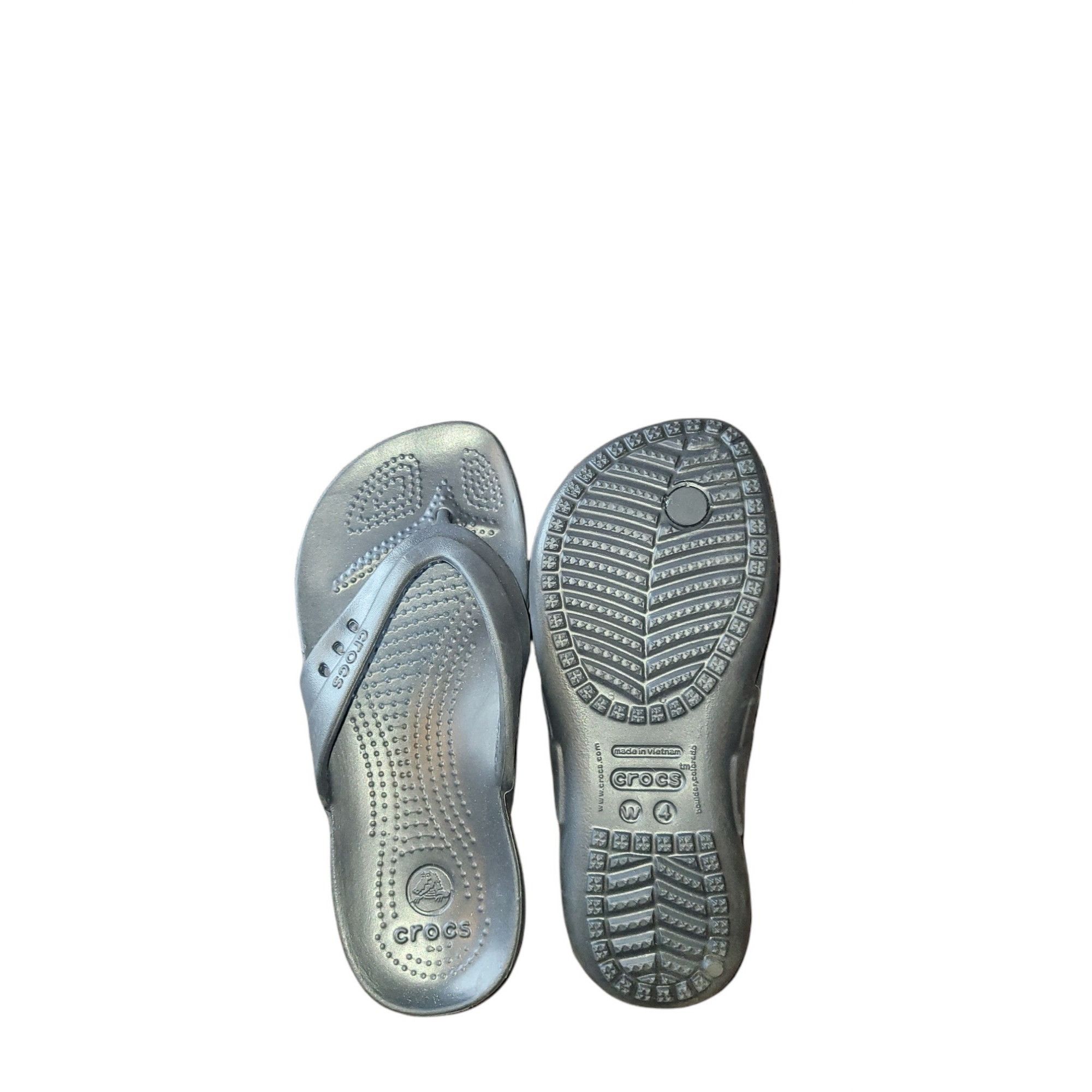 Crocs Crocs Thong Sandals Women Sz 4 Black Rubber Massaging Sole S Size US 4 / IT 34 - 6 Thumbnail