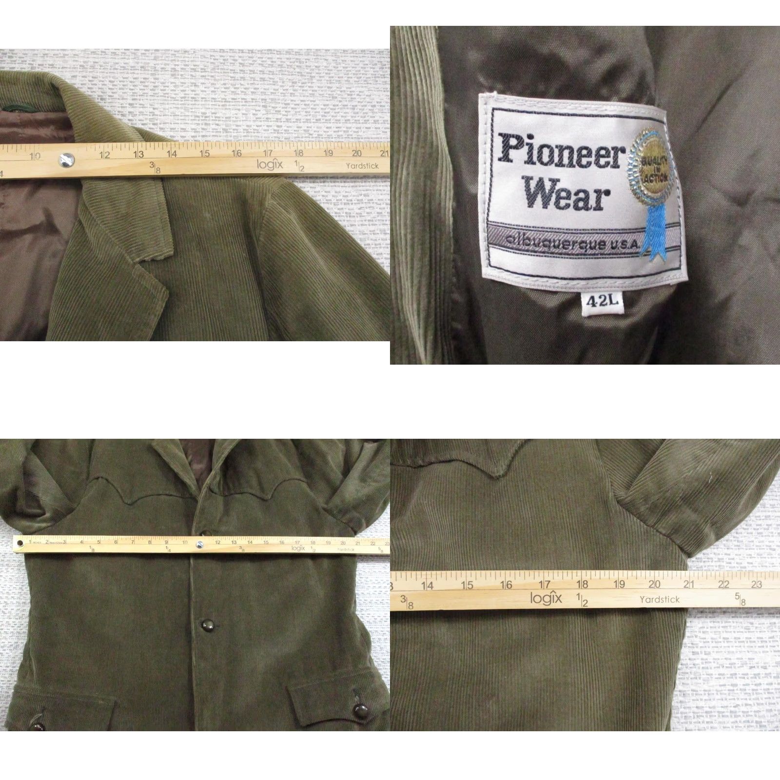 Vintage VINTAGE Pioneer Wear Jacket Mens 42L Corduroy Western Sport Coat Long Green Olive Brown 70s Mens Size US XS / EU 42 / 0 - 9 Thumbnail