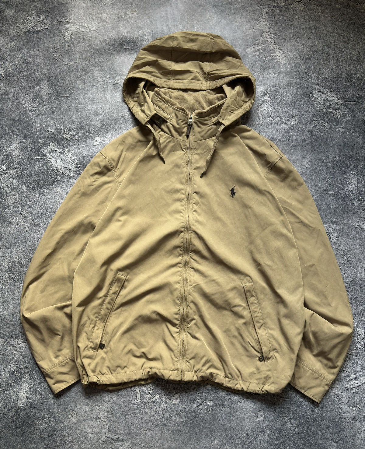 Vintage Polo Ralph Lauren Beige Fleece Lined Hooded Jacket