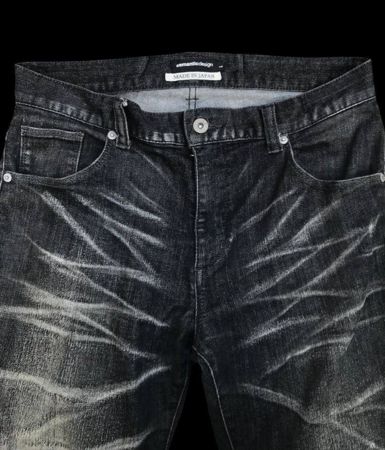 Tornado Mart × semanticdesign Semantic JAPAN Herringbone Black wash Distressed jean Slim Size US 29 - 5 Thumbnail