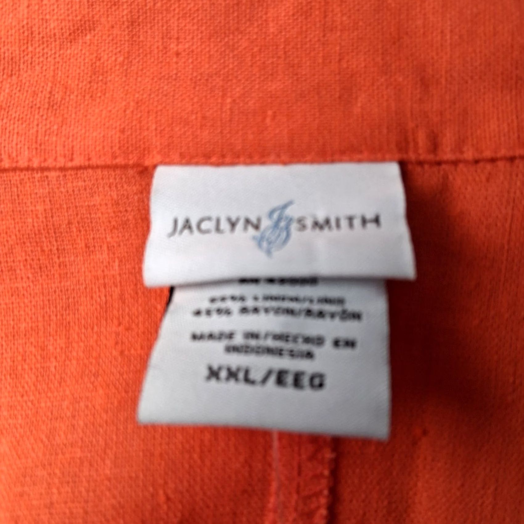 Vintage Jaclyn Smith Blouse Linen Rayon Blend Salmon Orange Collared Button Up 3/4 Sleeve Womens Regular 2XL Shirt Size XXL / US 16-18 / IT 52-54 - 6 Thumbnail