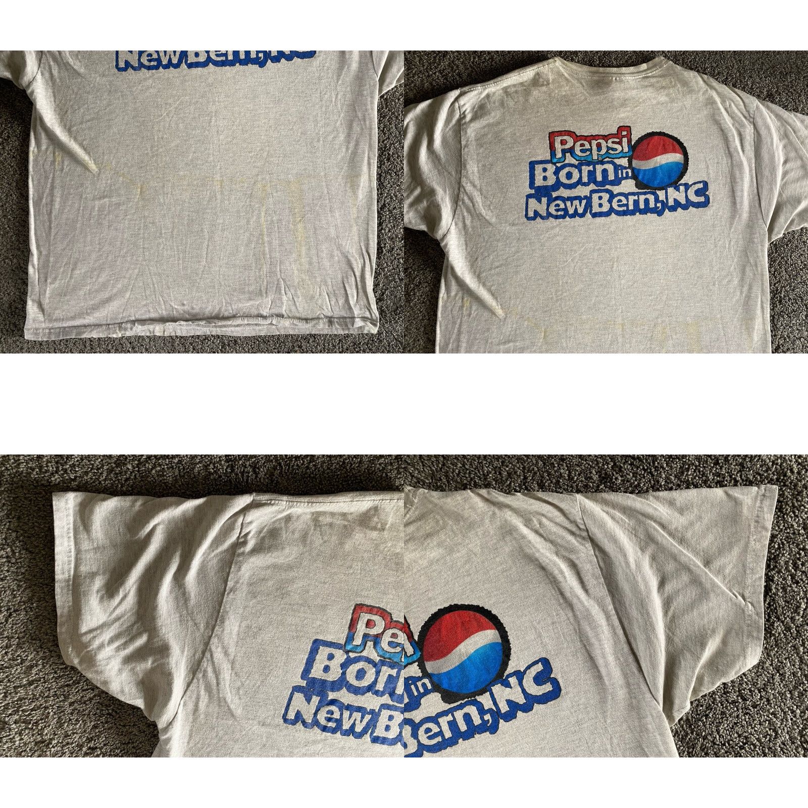 Hanes VINTAGE Hanes Beefy-T T-Shirt Adult 2XL Gray Men 90s Classic Grunge Pepsi Cola Birthplace New Bern NC Size US XXL / EU 58 / 5 - 9 Thumbnail