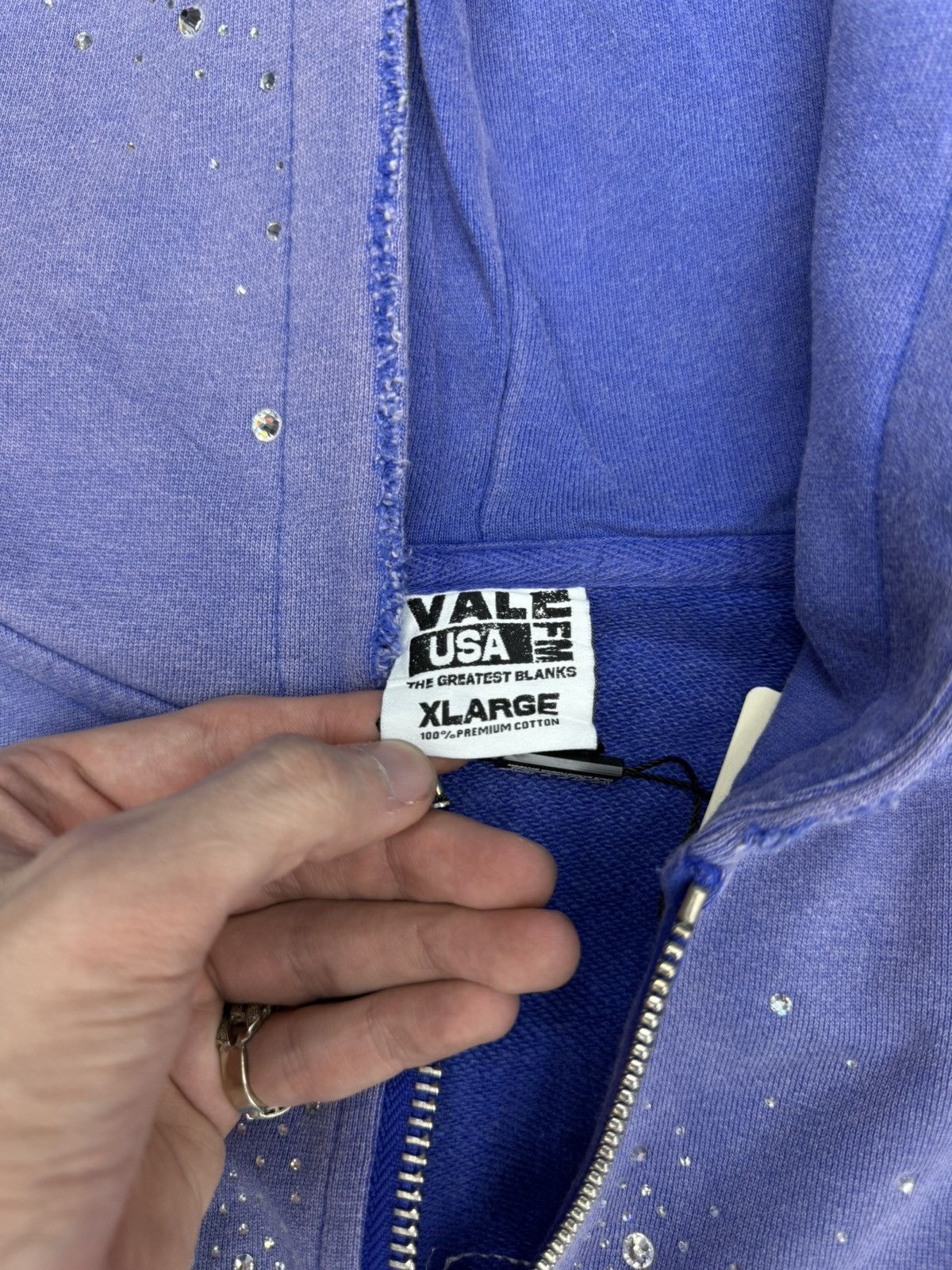Vale Valley Hoodie Stone Zip Up Blue Crystals Size XL (NEW) Size US XL / EU 56 / 4 - 9 Thumbnail