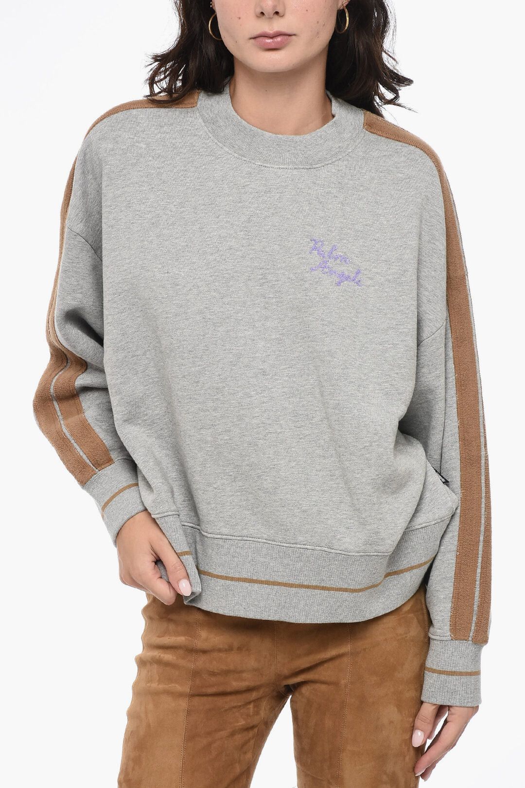 Palm Angels og1mm0326 Embroidered Crewneck Sweatshirt in Grey Size M / US 6-8 / IT 42-44 - 1 Thumbnail