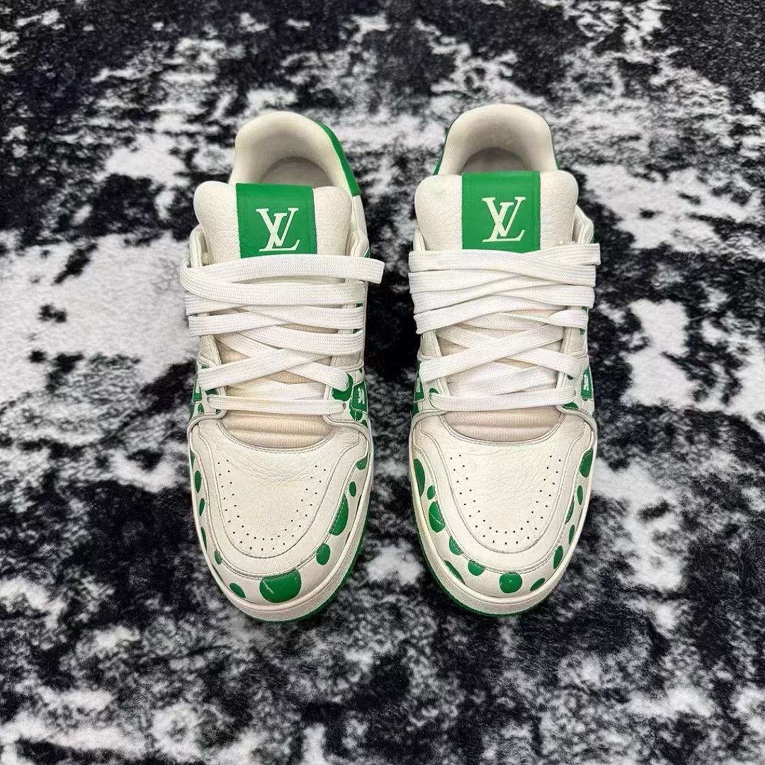 Louis Vuitton LV Trainer X Yayoi Kusama White Green 42.5/8.5 Size US 8.5 / EU 41-42 - 2 Thumbnail