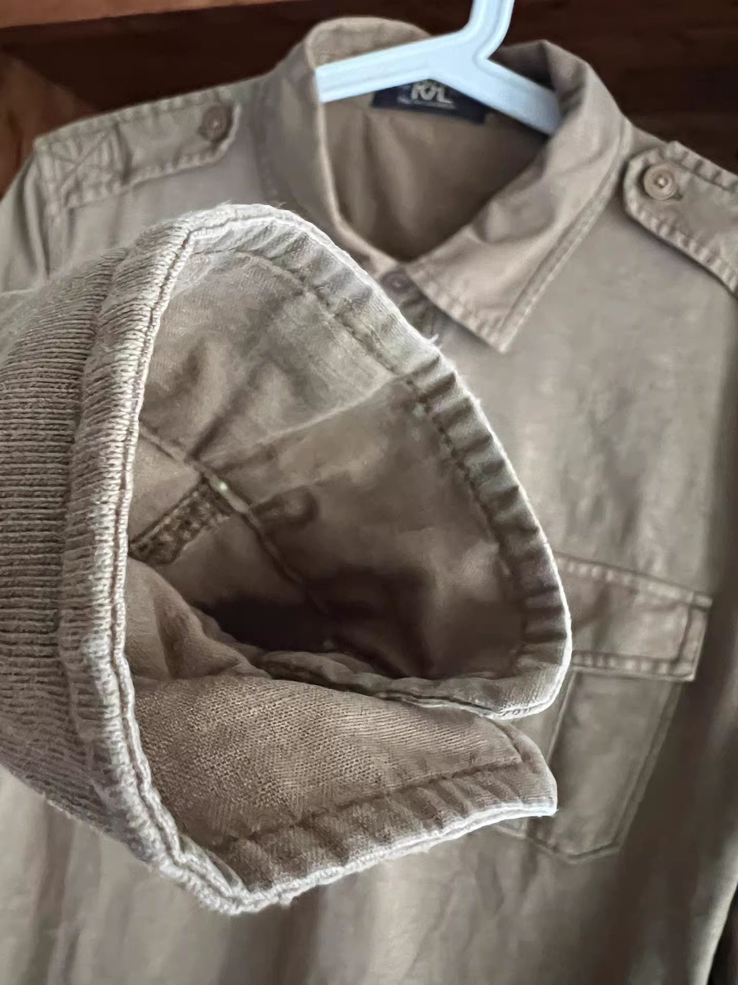 RRL Ralph Lauren RRL Khaki Military Spliced Pullover Shirt Jacket Size US S / EU 44-46 / 1 - 4 Thumbnail