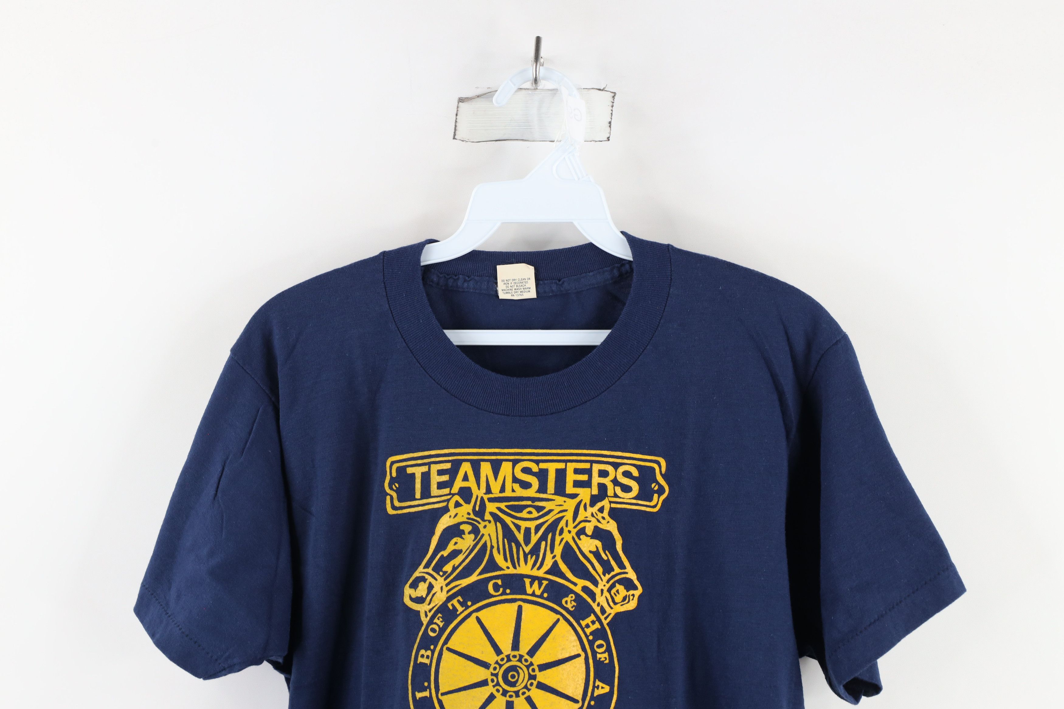 Vintage NOS Vintage 80s Local 20 Teamsters Union T-Shirt Blue USA Size US L / EU 52-54 / 3 - 2 Thumbnail