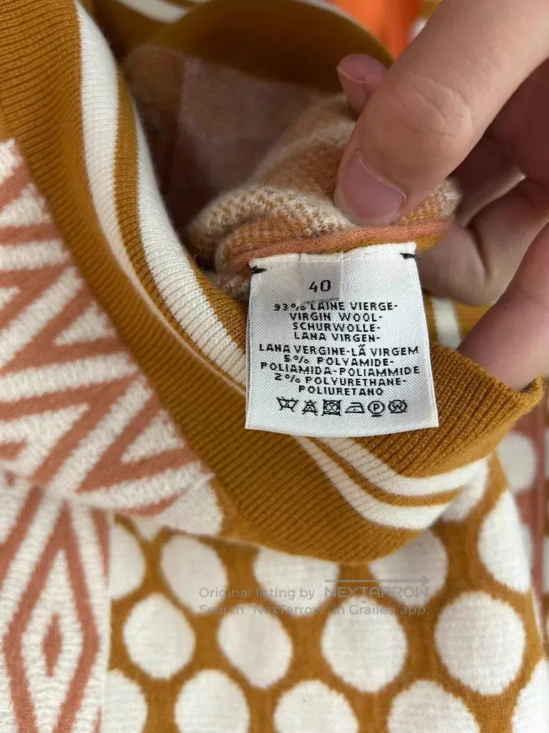 Hermes Hermes Brown Dot Lock扣Embroidered Wool Round Neck Long Sle Size S / US 4 / IT 40 - 4 Thumbnail