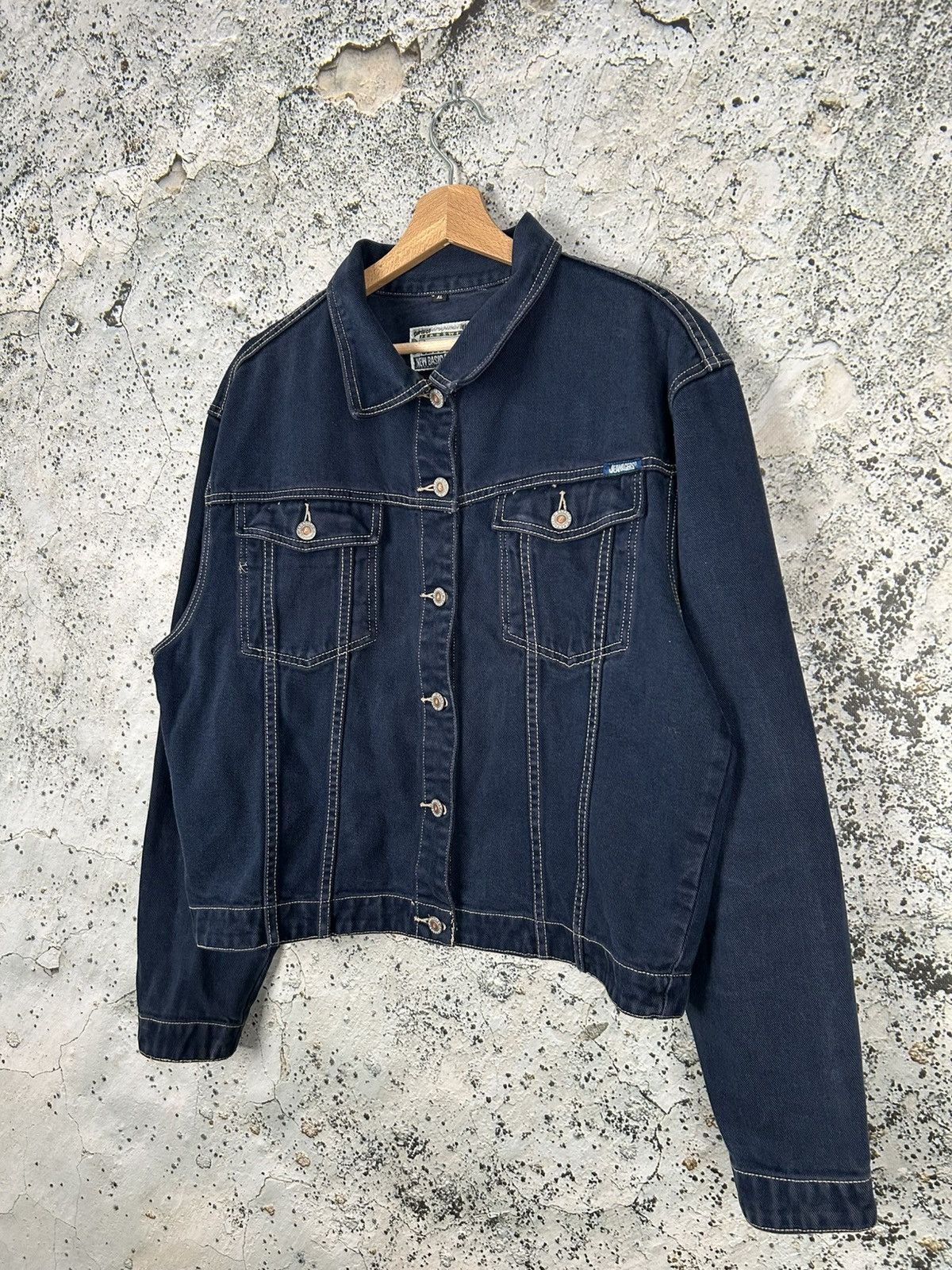 Vintage Vintage Denim Jacket Navy Grunge Rock Trucker Size US XL / EU 56 / 4 - 2 Thumbnail