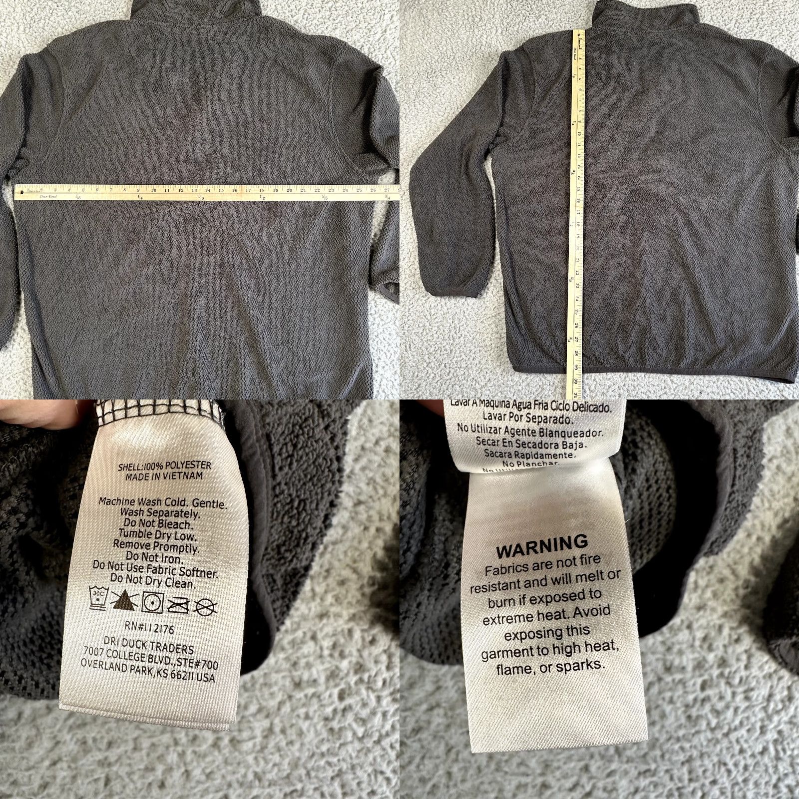 Vintage DRI DUCK Jacket Men XL Gray Sherpa Fleece Pullover Lightweight Snap Button Size US XL / EU 56 / 4 - 8 Thumbnail