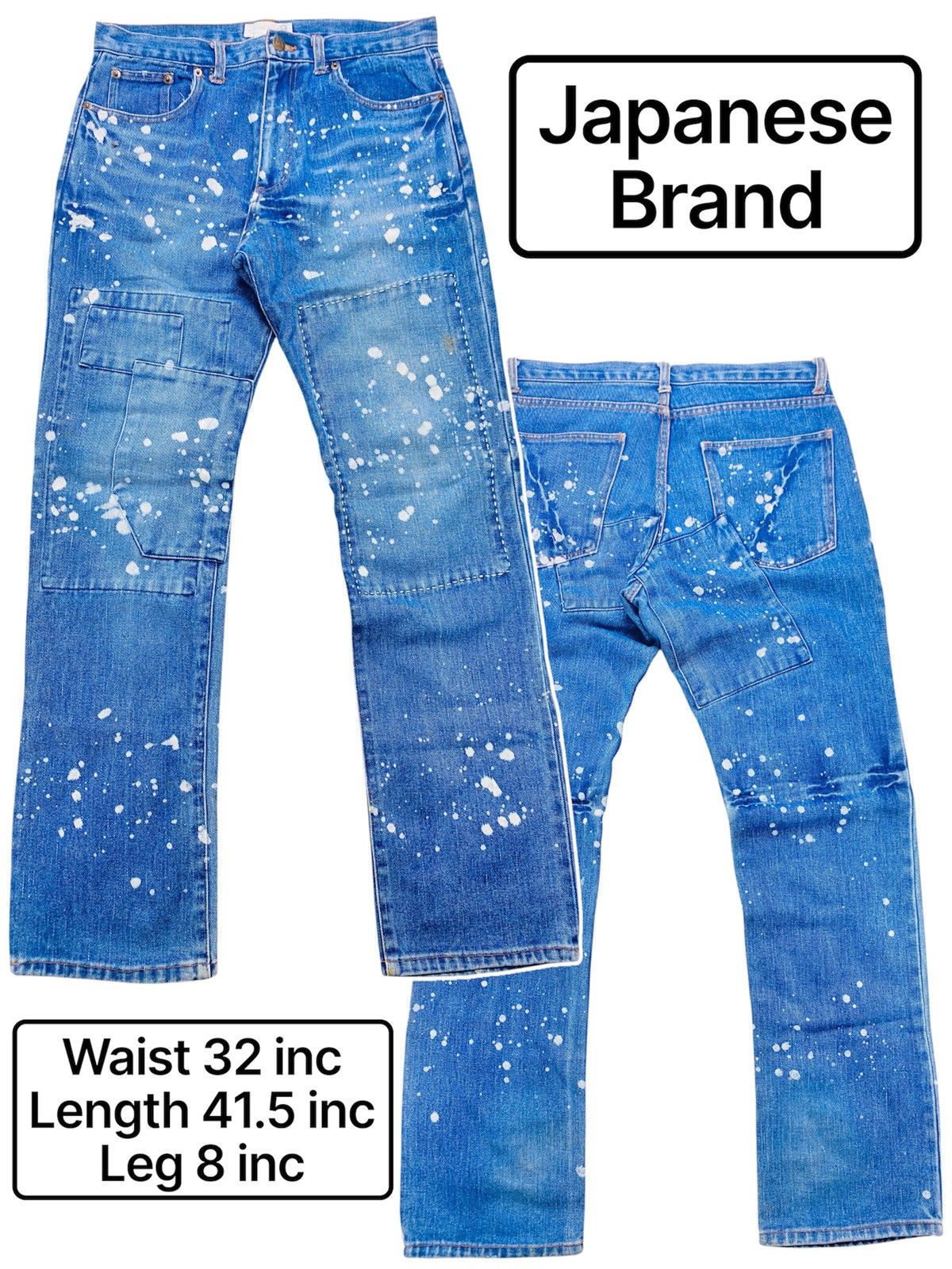 Japanese Brand Japanese boro-style custom patchwork paint-splatter jeans Size US 32 / EU 48 - 1 Thumbnail