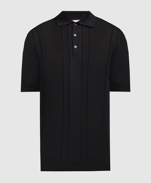 Brunello Cucinelli o1w1db10725 Knit Polo Shirt in Black Size US L / EU 52-54 / 3 - 1 Thumbnail