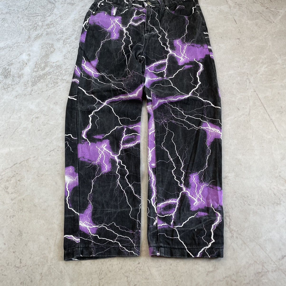 Jaded London × Japanese Brand Jaded London Purple Thunder Bolt Skate Fit Baggy Y2K Jeans Size US 32 / EU 48 - 2 Thumbnail