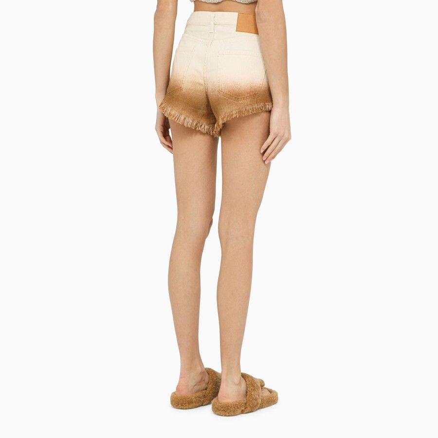Alanui o1d2blof0724 Denim Shorts in Ivory & Beige Size 27" / US 4 / IT 40 - 4 Thumbnail