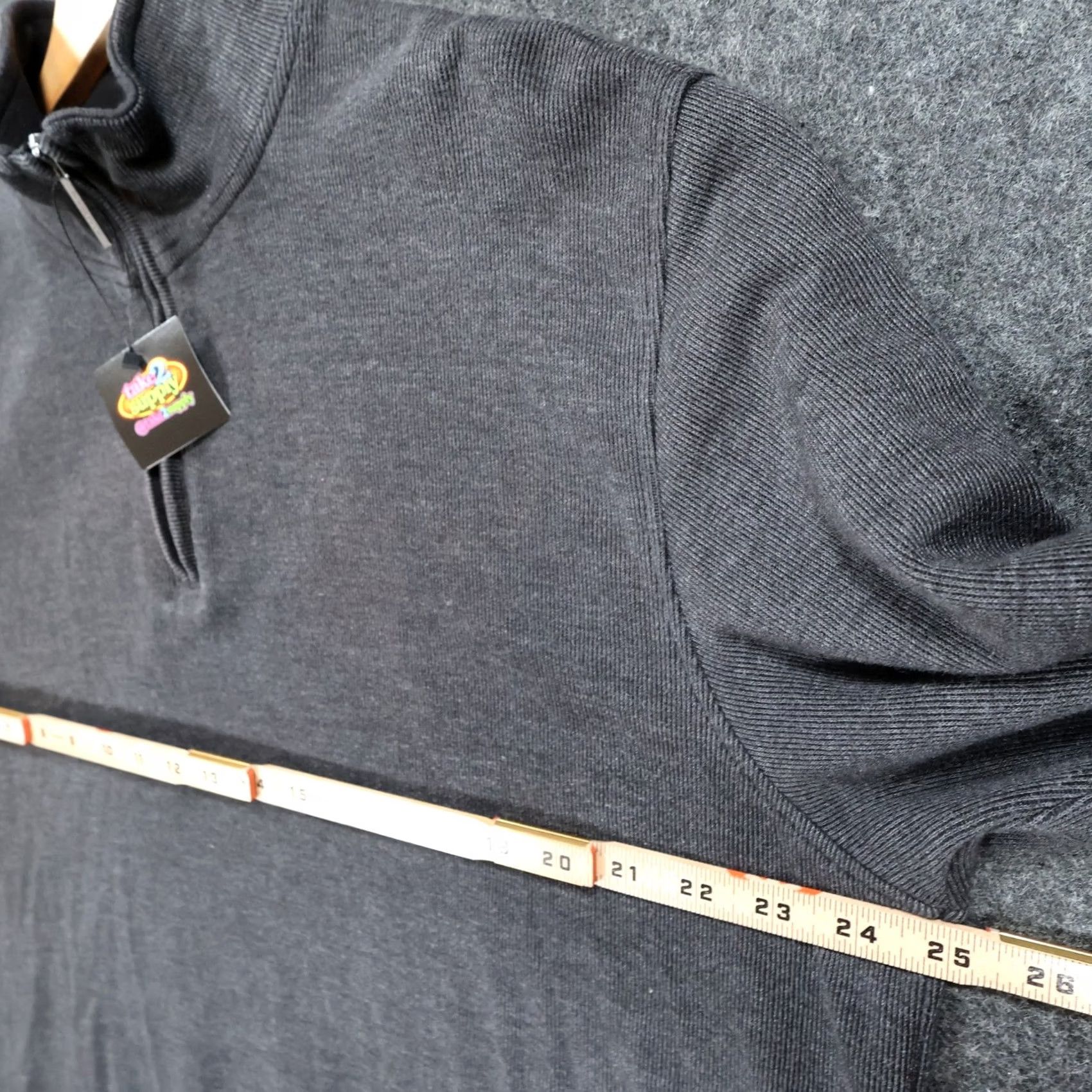 Van Heusen Van Heusen Pullover Mens XL Charcoal Grey Quarter Zip Ribbed Texture Excellent Size US XL / EU 56 / 4 - 3 Thumbnail