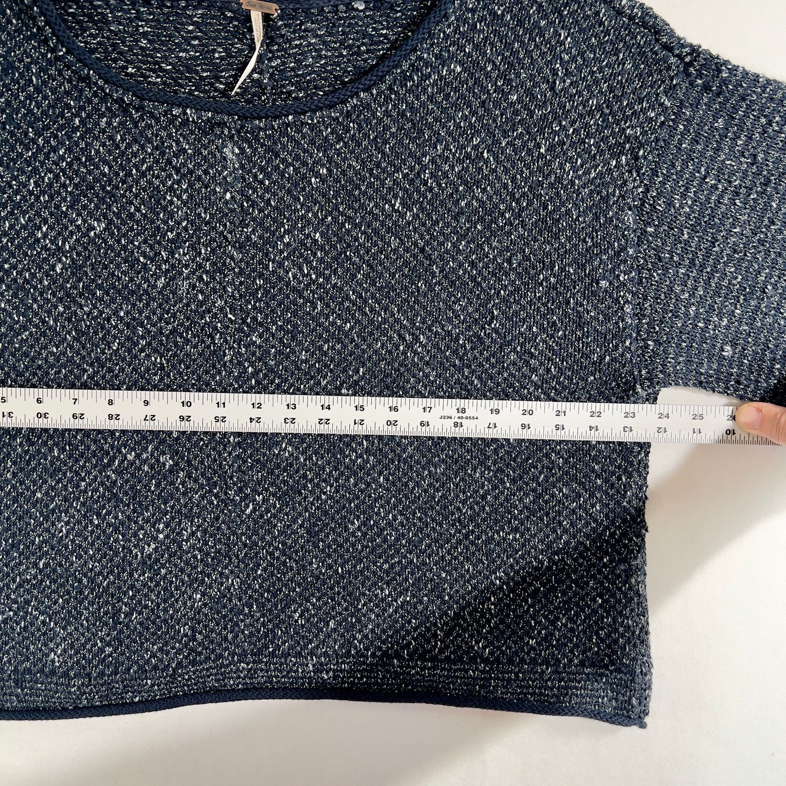 Free People Jewel Neck Knit Sweater Free People Woman L Blue 3/4 Sleeve Size L / US 10 / IT 46 - 6 Thumbnail