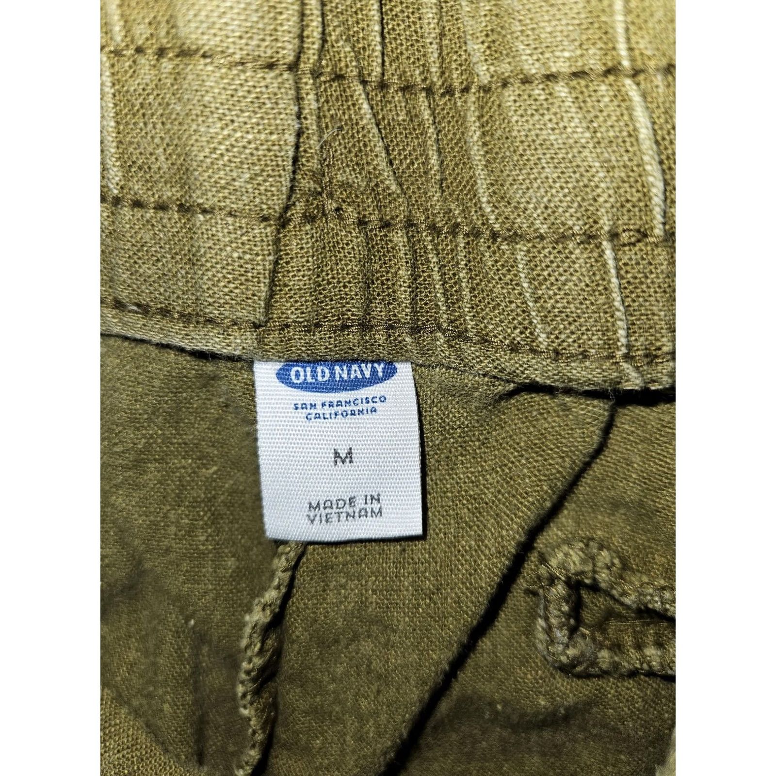 Old Navy Old Navy Shorts Womens Medium Linen Blend Elastic Waist Casual Pockets Green Size 32" / US 10 / IT 46 - 2 Thumbnail
