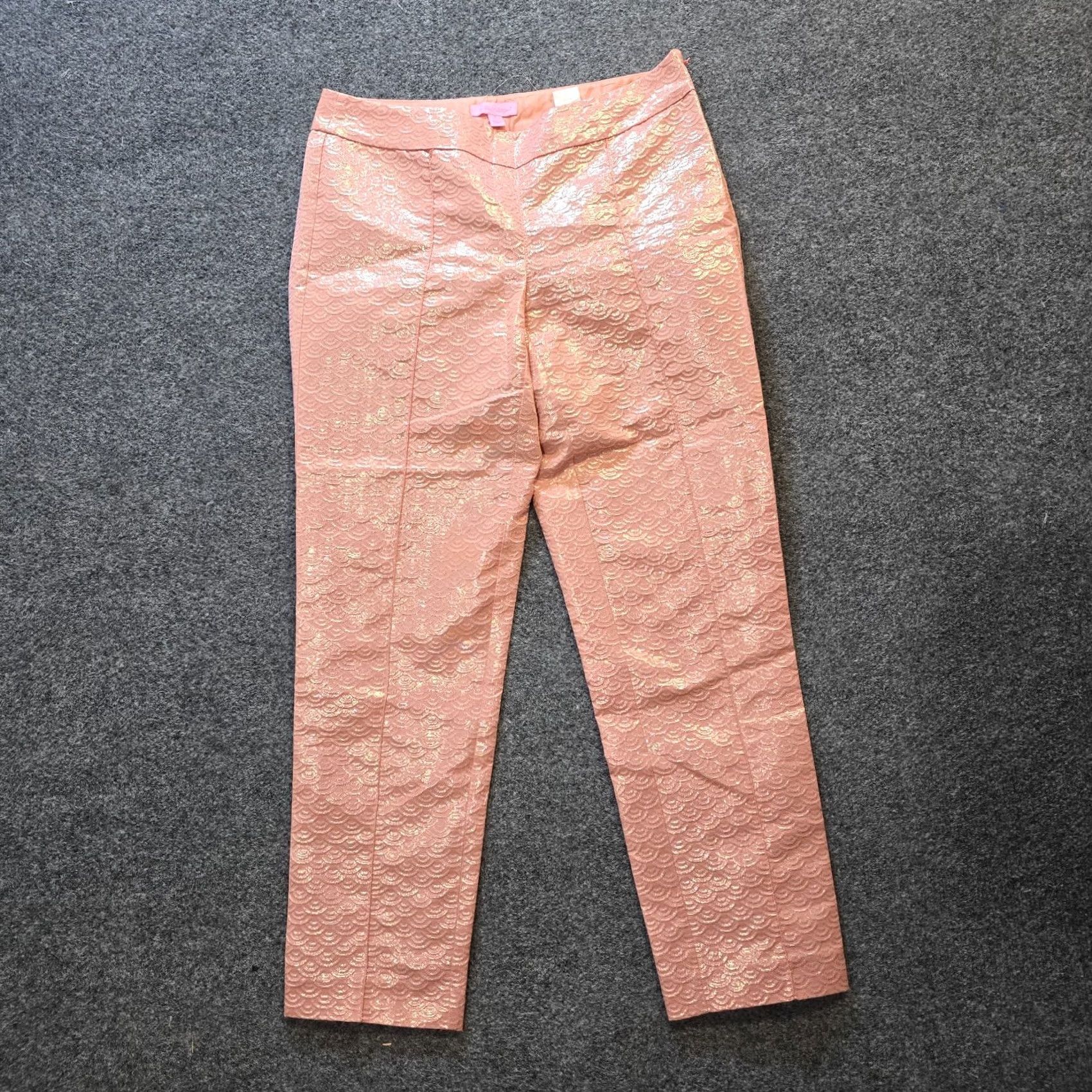 Lilly Pulitzer Lilly Pulitzer Pants Womens Size 0 Orange Gold Shimmer Ankle Side Zip Classic Pants Women XS- Regular? Size 25" / US 0 / IT 36 - 2 Thumbnail