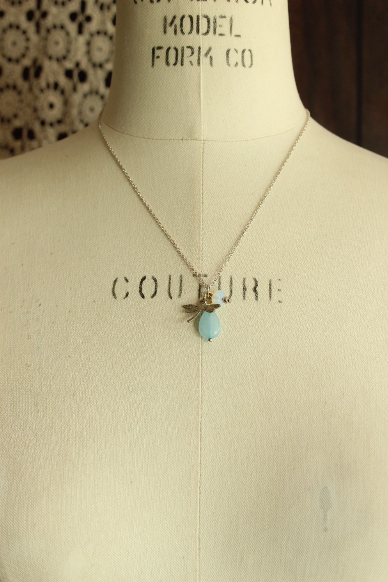 Other Dragonfly Necklace and Earrings set, with Blue beads, Jewelr Size ONE SIZE - 8 Thumbnail