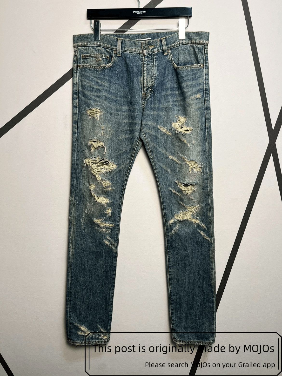 Sz 34 Saint Laurent Paris 14SS Heavy Detory Denim mojos16301