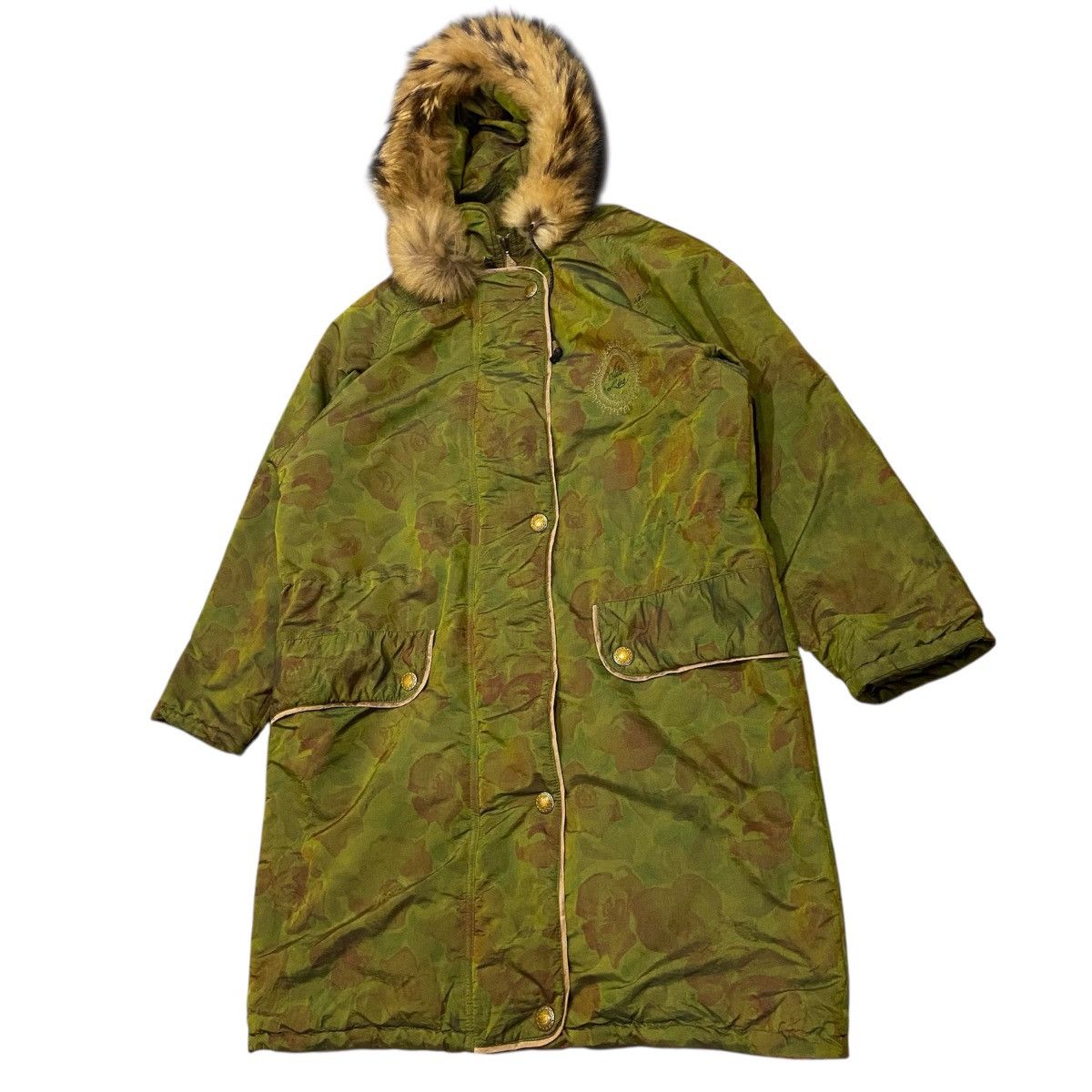 Japanese Brand Vintage 80s LUHTA Finland Camo Rose Parka - Faux Fur Hood Size US XL / EU 56 / 4 - 2 Thumbnail