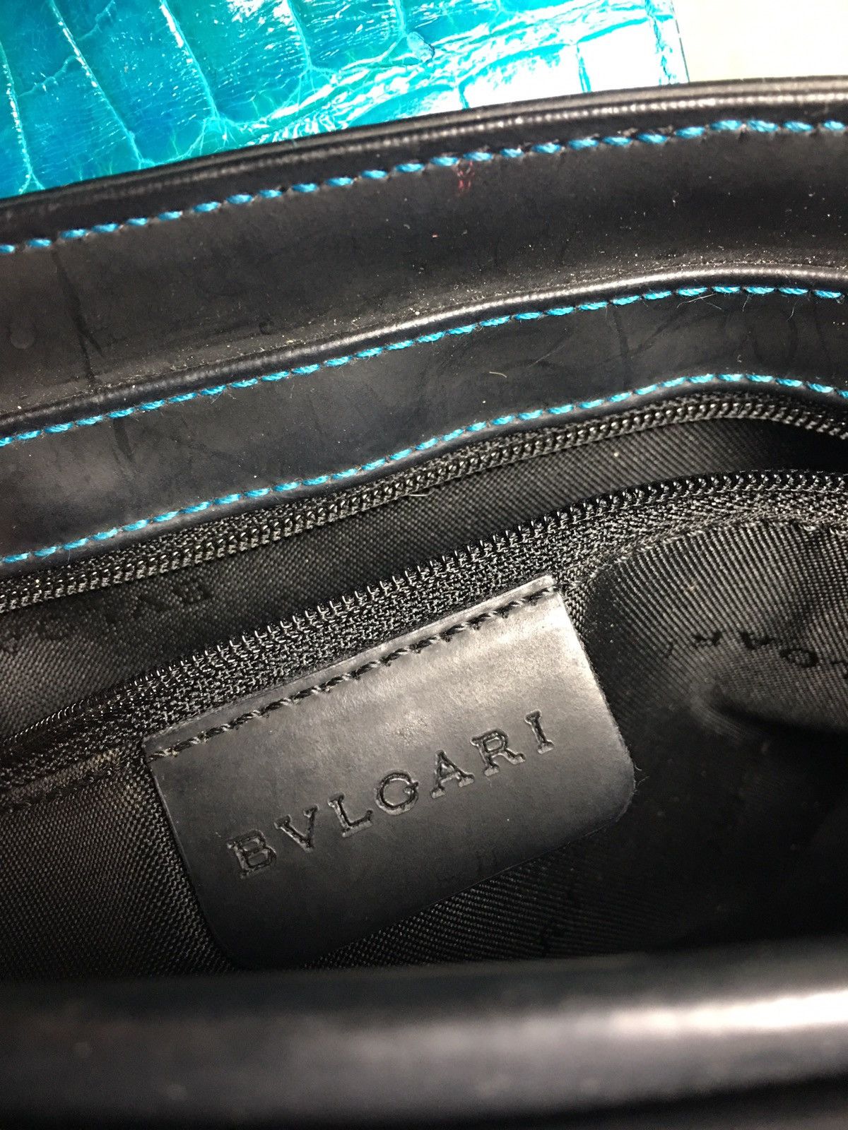 Bvlgari BVLGARI Black Rubber Leather Crocodile Vintage Bag Size ONE SIZE - 12 Thumbnail