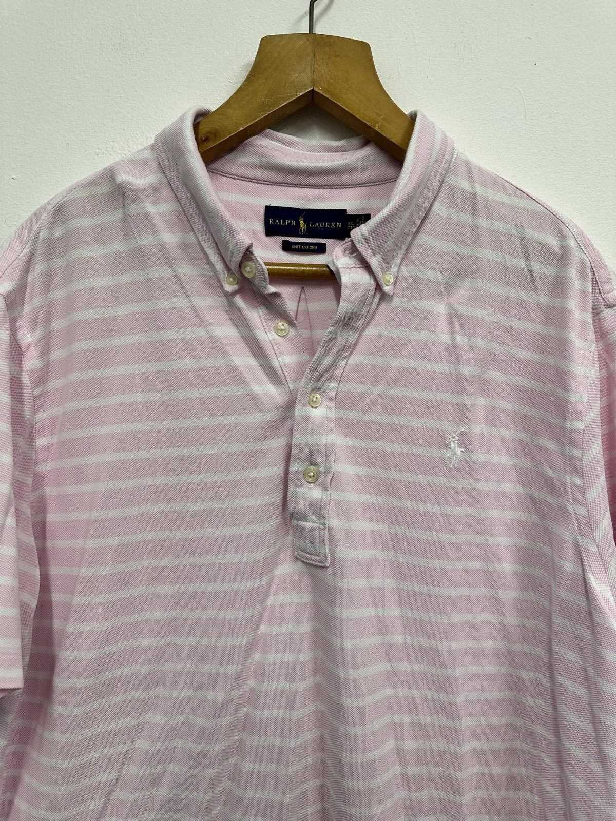 Polo Ralph Lauren Ralph Lauren Pink and White Striped Knit Oxford Polo Shirt - Size US XXL / EU 58 / 5 - 3 Thumbnail