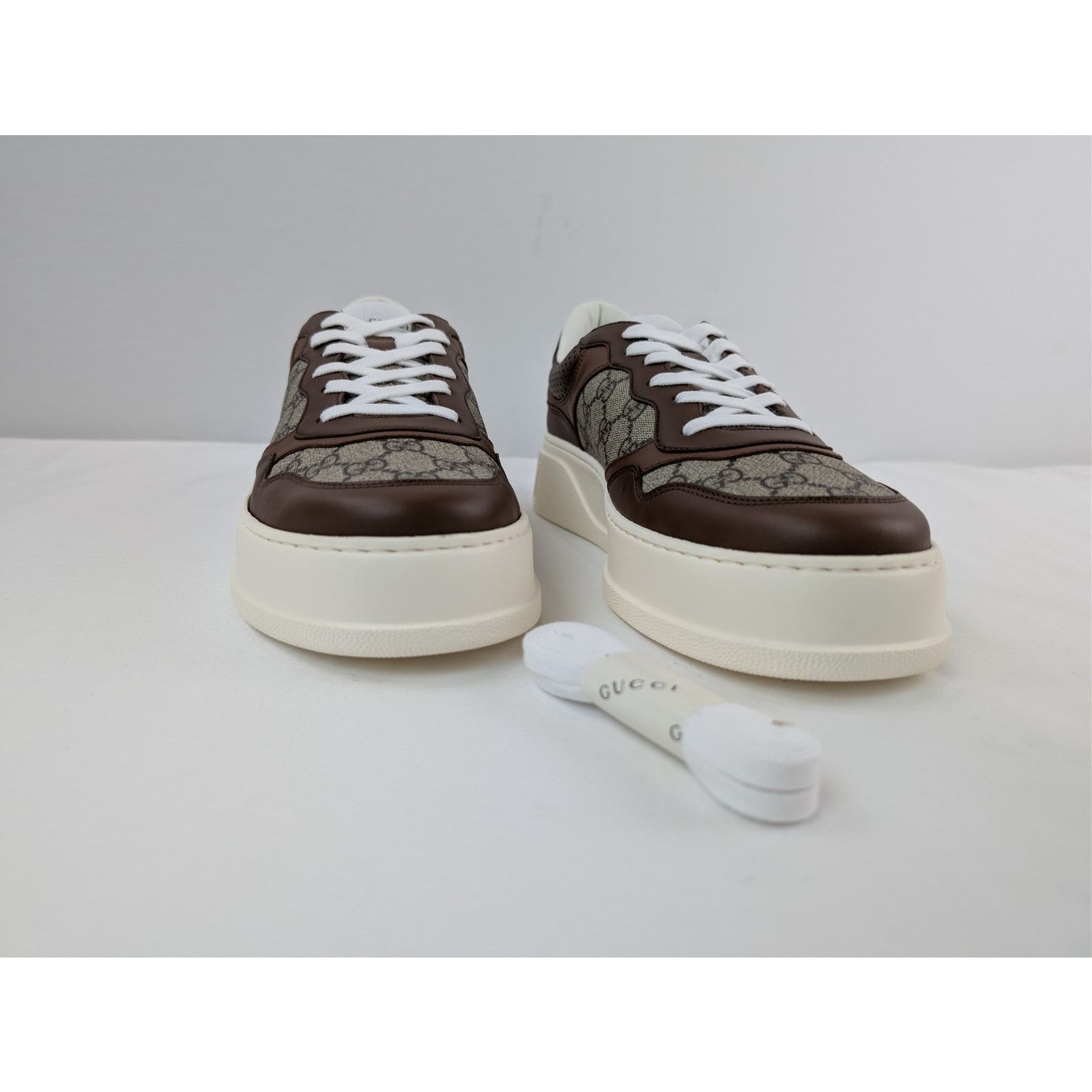 Gucci o1rshd1 GG Supreme leather-trimmed chunky sneakers in Brown Size US 12.5 / EU 45-46 - 5 Thumbnail