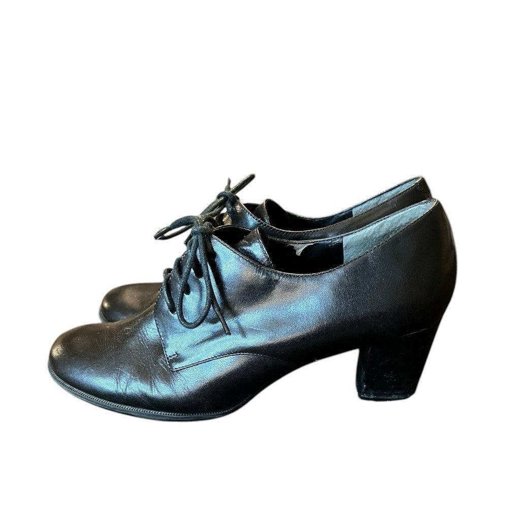 Vintage 90s Bandolino Leather Lace Up Oxford Loafers Block Heels 9 Size US 9 / IT 39 - 3 Thumbnail