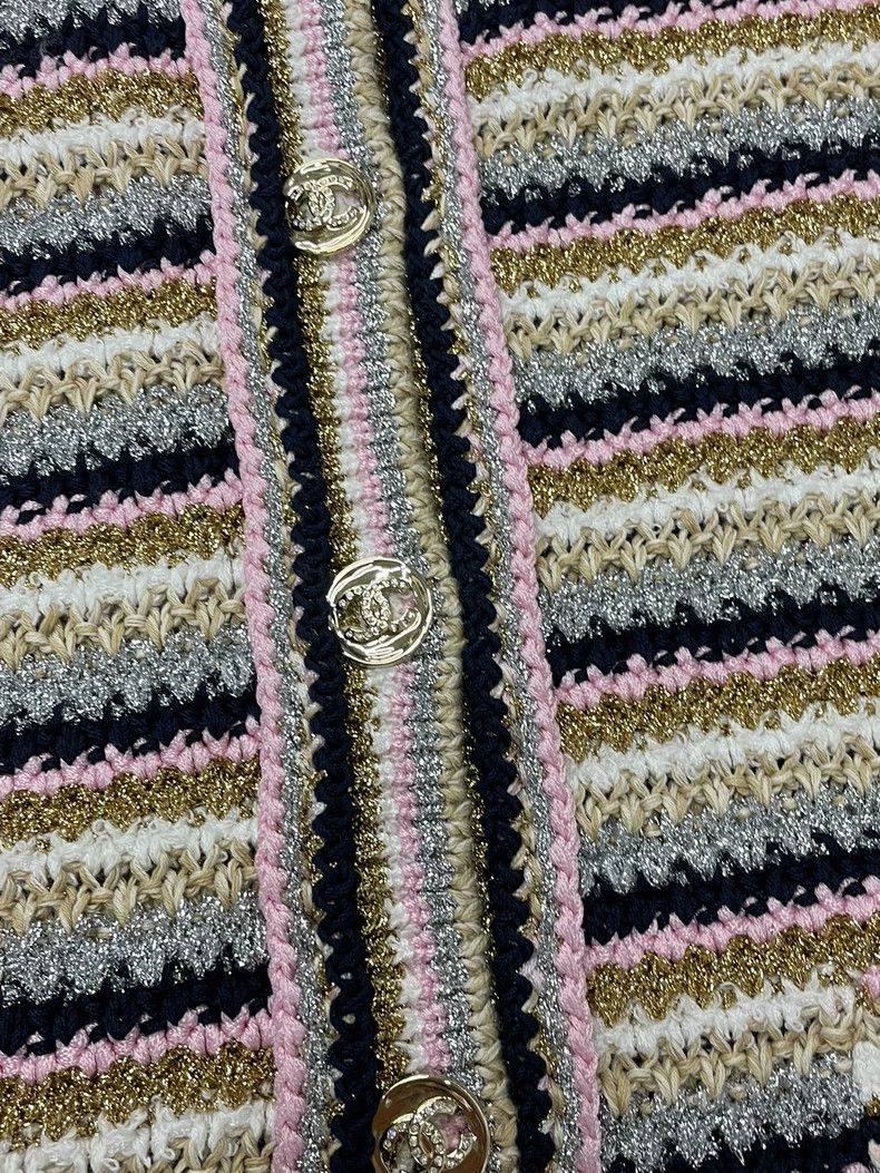 Other chanel 24P colour-blocked striped diamond buckle knitted c Size S / US 4 / IT 40 - 2 Thumbnail