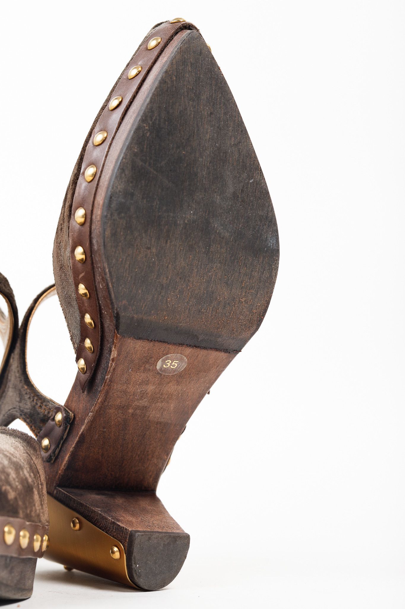 Miu Miu Miu Miu Olive Green Velvet Studded Accent D'Orsay Clogs Size US 4.5 / IT 34.5 - 5 Thumbnail