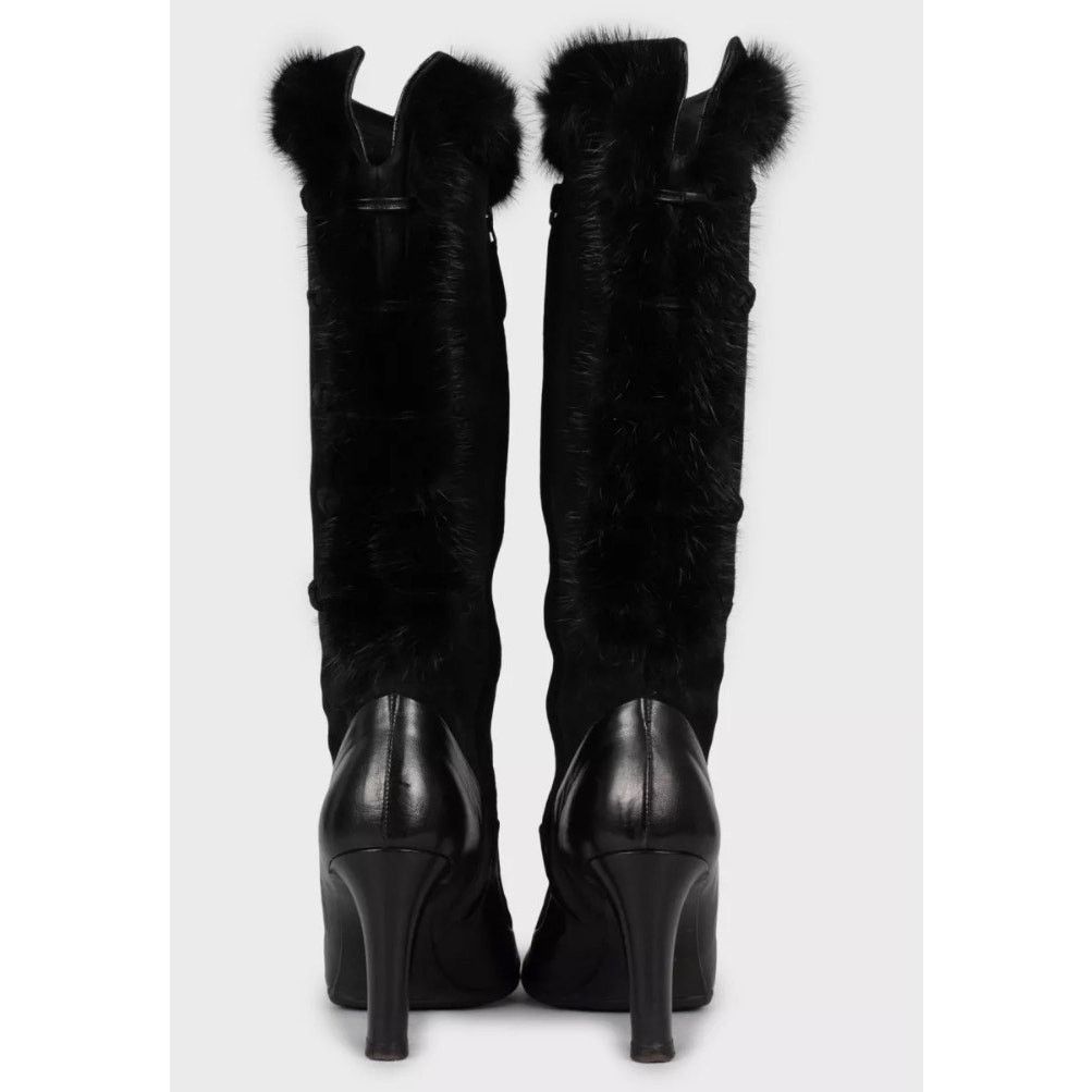 Alexander McQueen Alexander McQueen Black Suede Fur Trim Boots - EU 39.5 Size US 9.5 / IT 39.5 - 4 Thumbnail