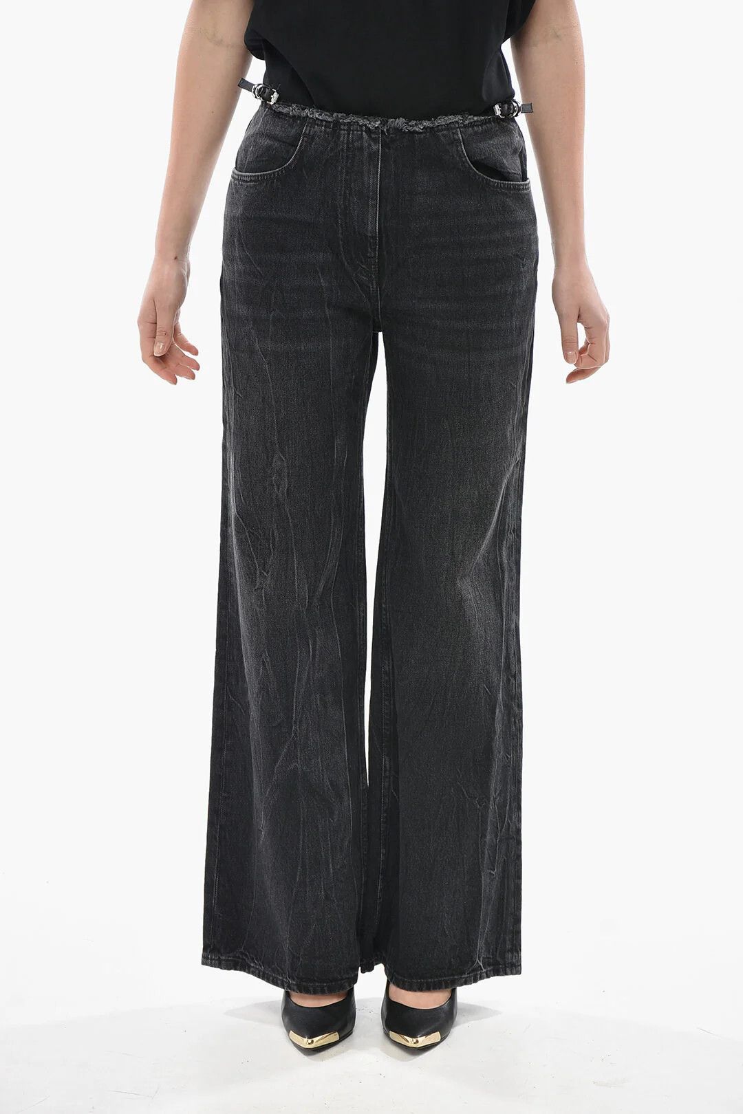 Givenchy og1mm0326 Wide Leg Jeans in Black Size 25" / US 0 / IT 36 - 1 Thumbnail