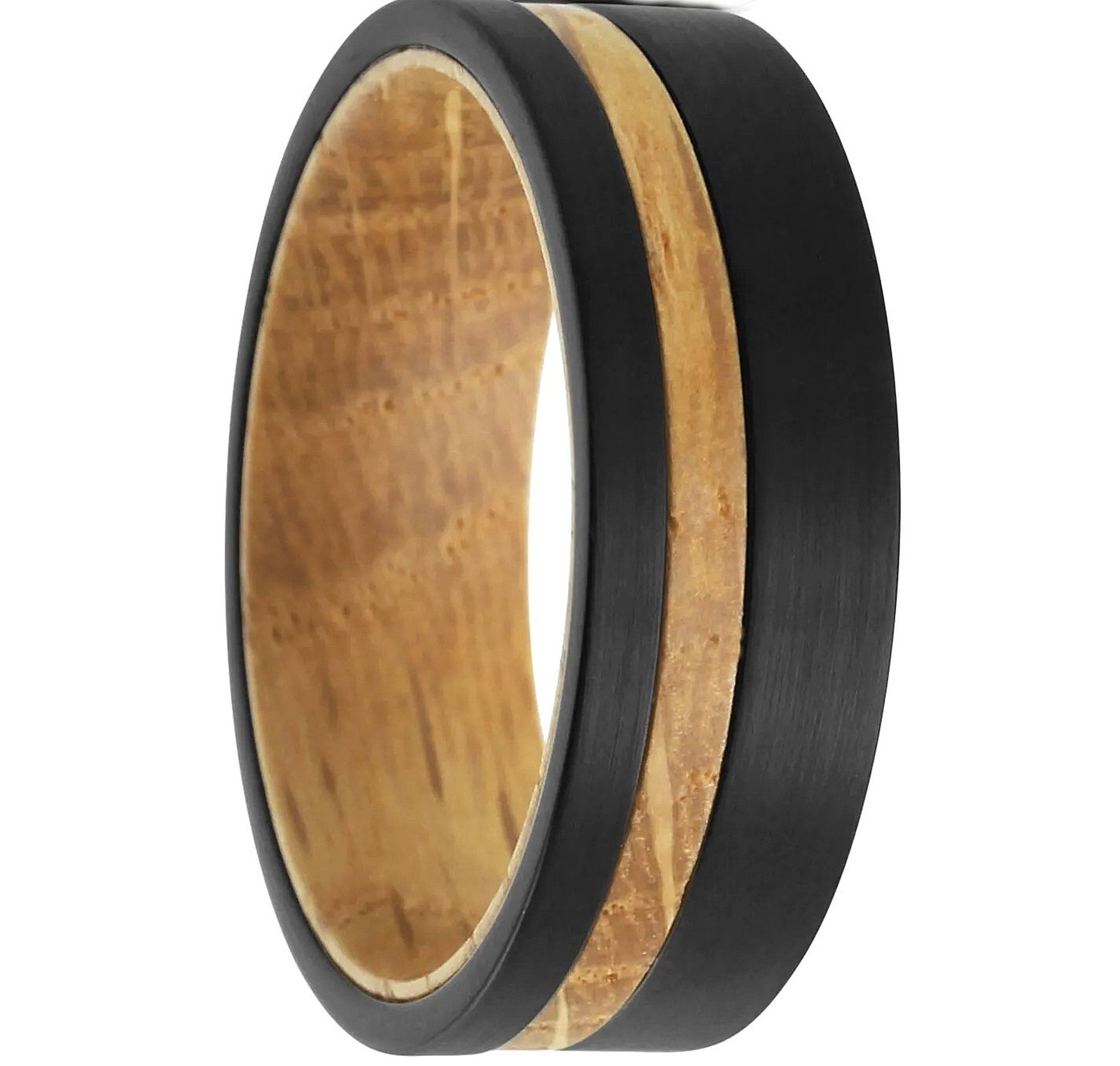 Other Men's Black Brushed Tungsten W/ Wood Wedding Band Ring Size ONE SIZE - 2 Thumbnail