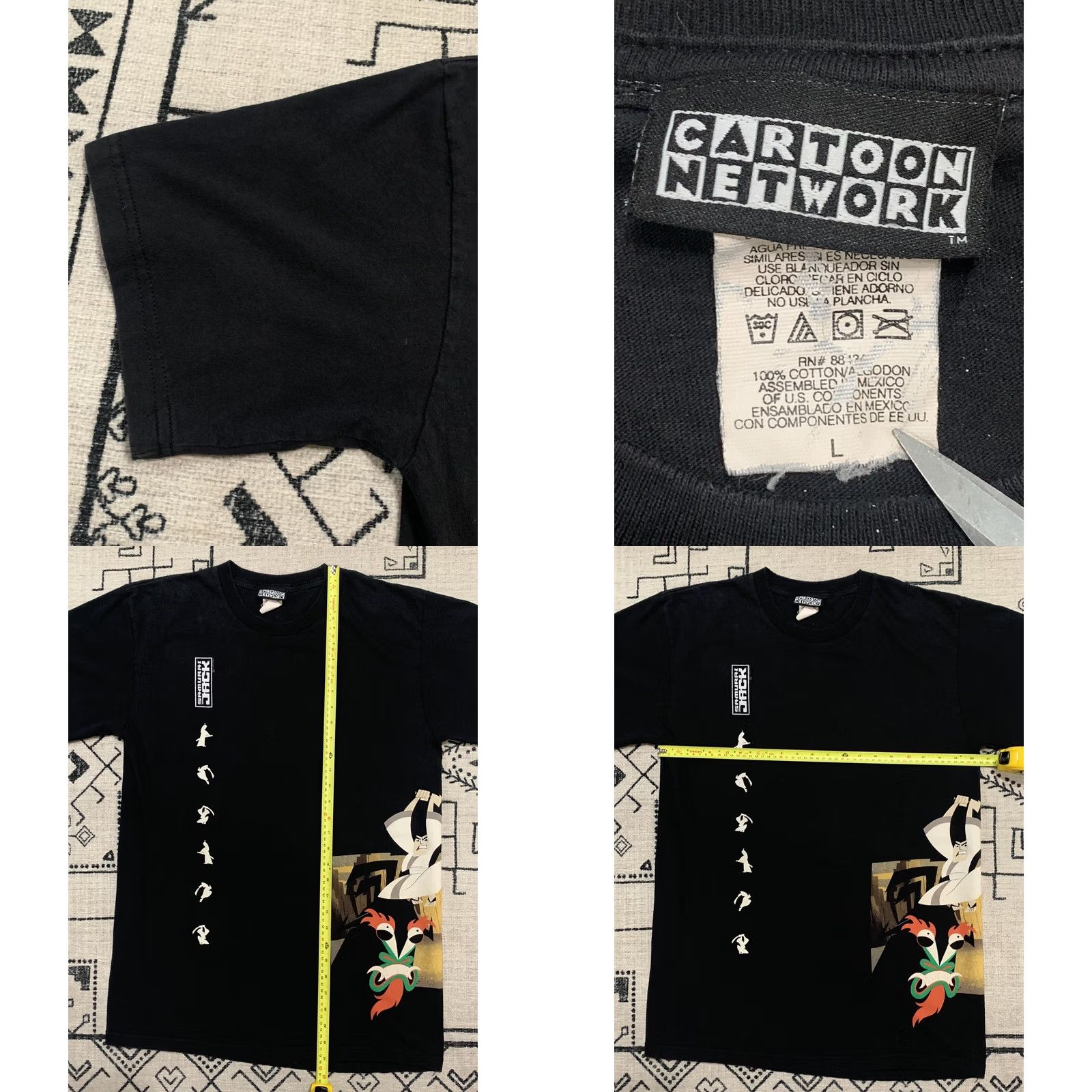 Vintage VINTAGE Samurai Jack Shirt Cartoon Network 2001 Dexter’s Laboratory Unisex Adults L Black Cotton Crew Neck Short Sleeve Size US L / EU 52-54 / 3 - 8 Thumbnail