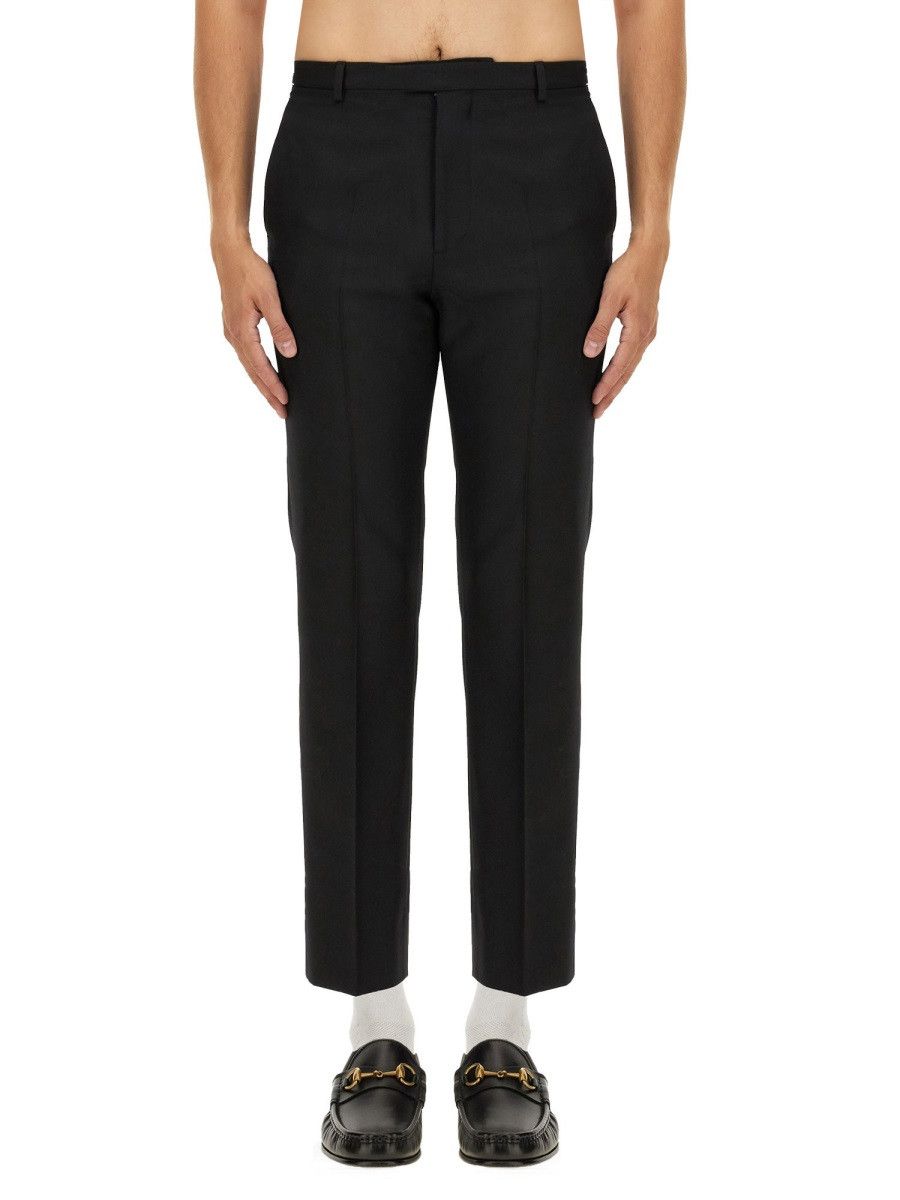 Gucci GUCCI WOOL BLEND TWILL PANTS - BLACK (IT 50) Size US 34 / EU 50 - 1 Thumbnail