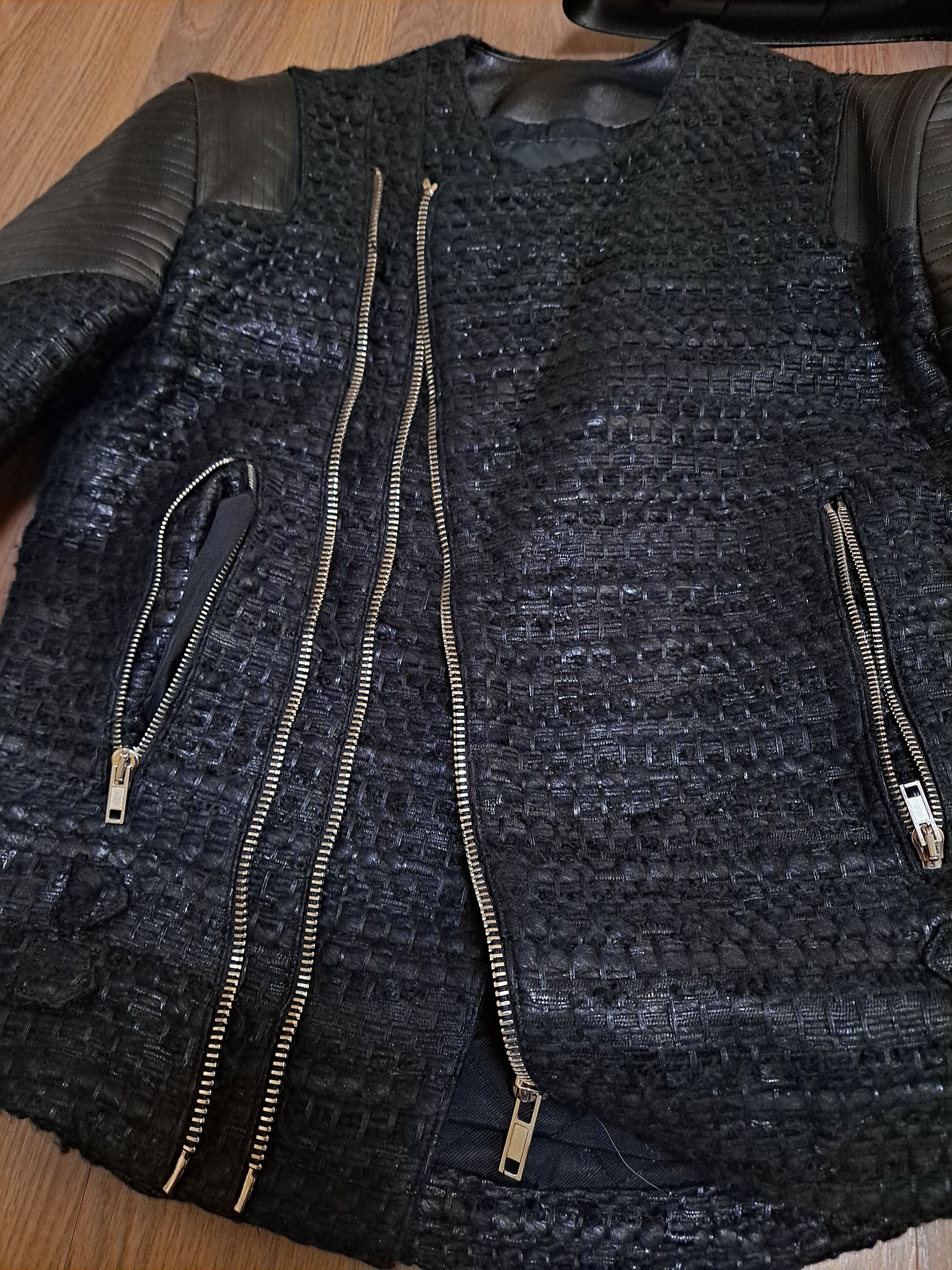 Givenchy $7265 GIVENCHY TWEED BIKER RIDER LEATHER JACKET Size US M / EU 48-50 / 2 - 6 Thumbnail