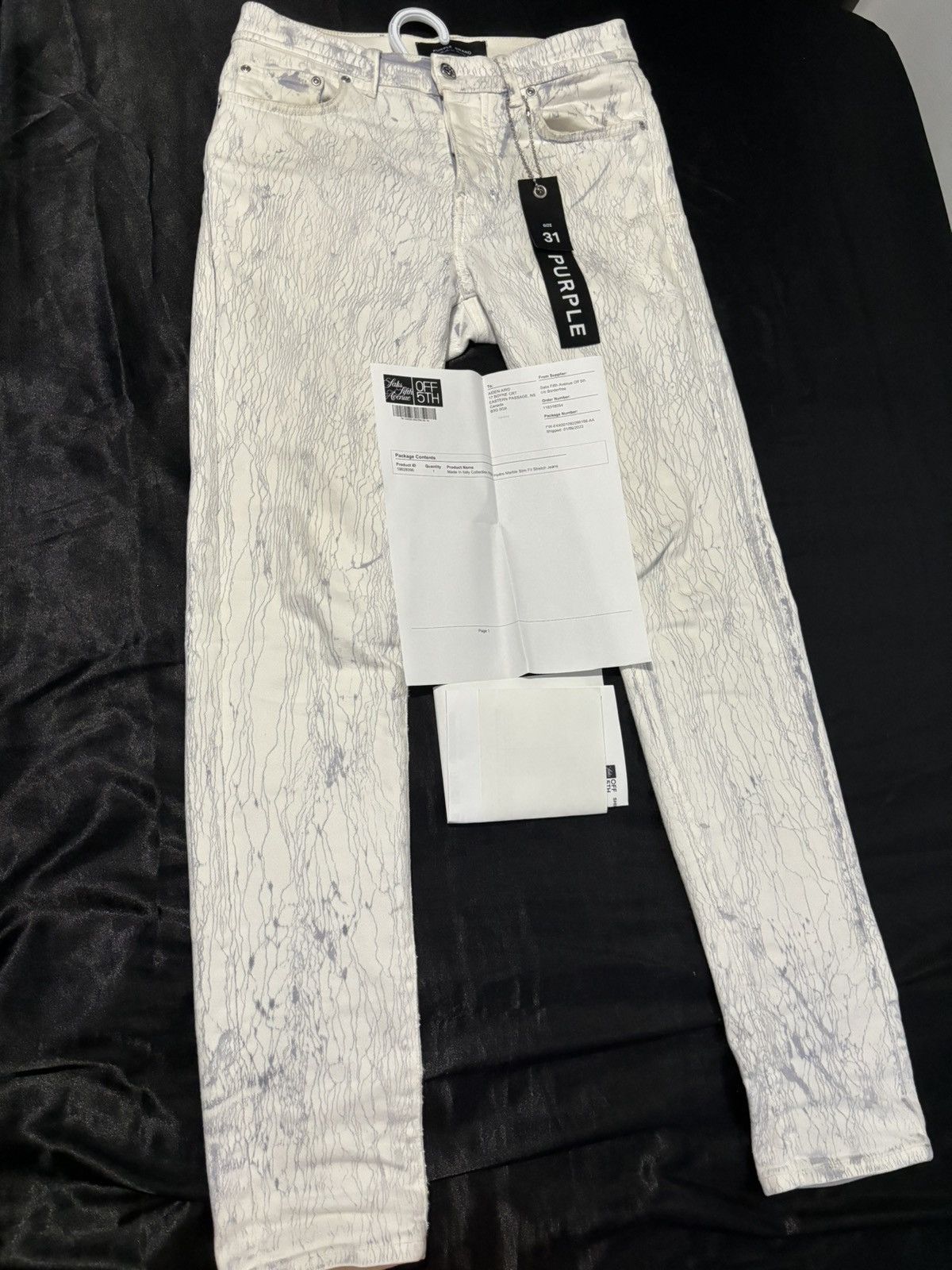 image of Hydro Marble Slim Fit Stretch Jeans in White, Men's (Size 31)