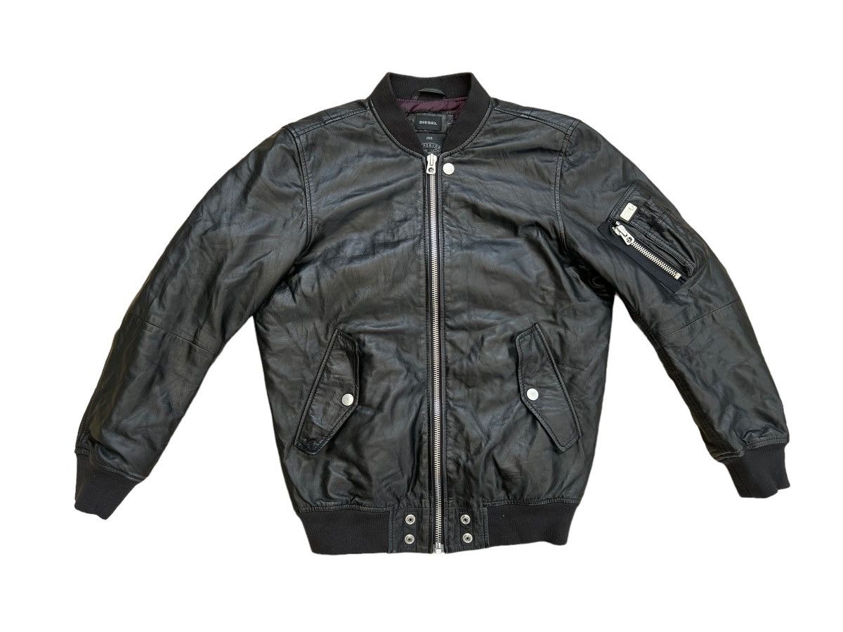 Diesel Vintage Diesel Sheepskin Black Leather MA-1 Bomber Jacket